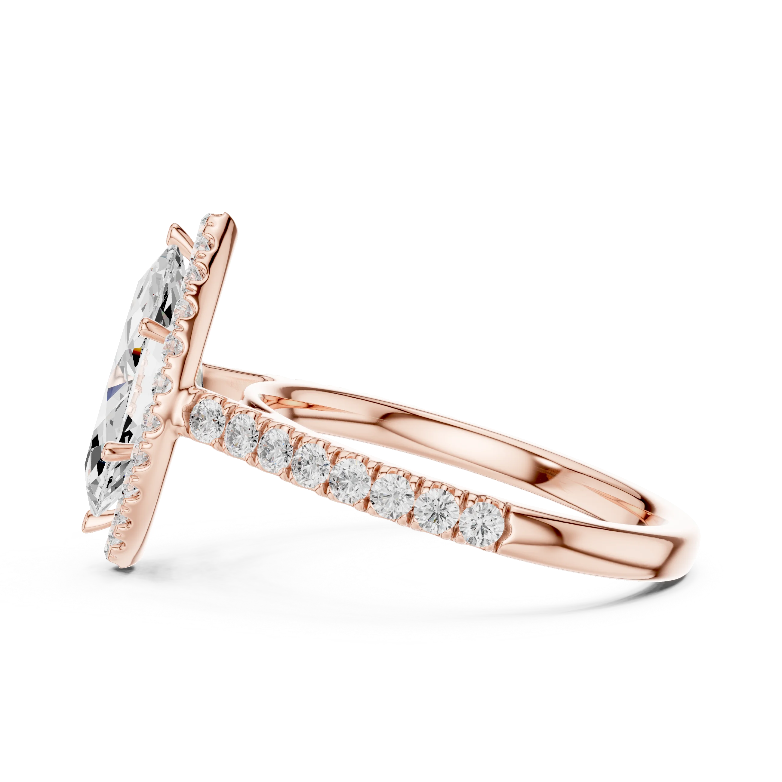 Marquise Shape Diamond Halo Engagement Ring