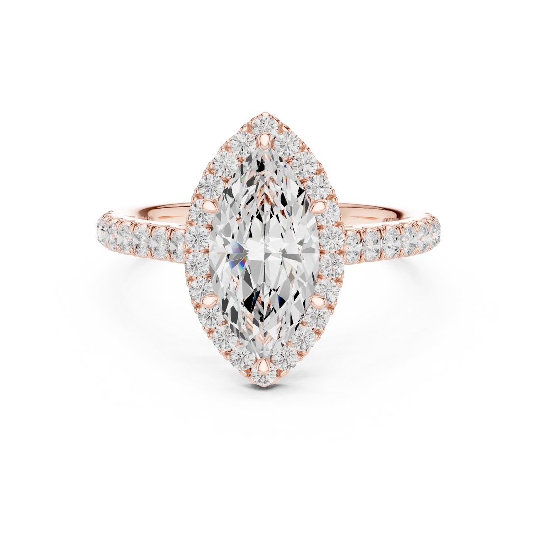 Marquise Shape Diamond Halo Engagement Ring