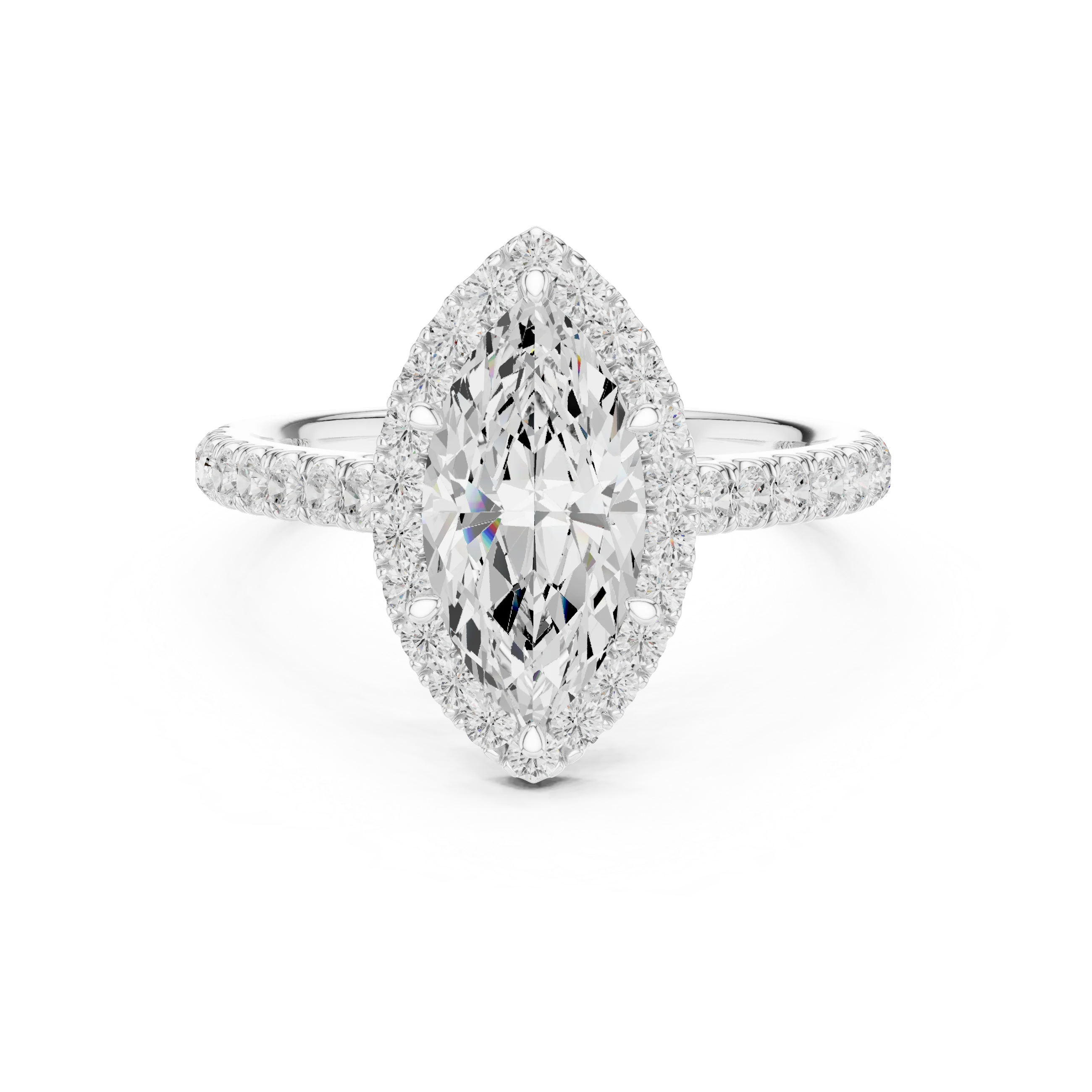 Marquise Shape Diamond Halo Engagement Ring
