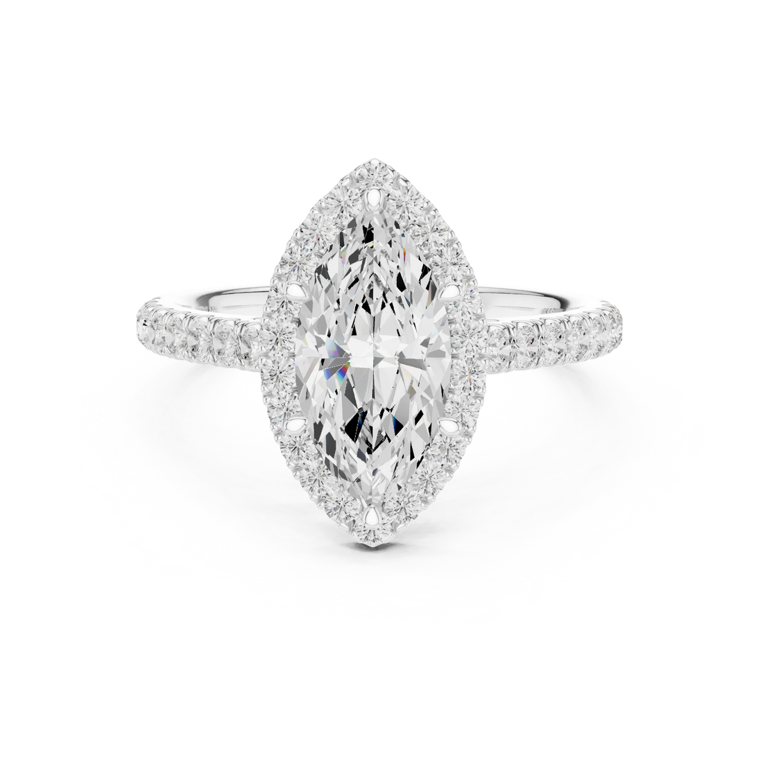 Marquise Shape Diamond Halo Engagement Ring