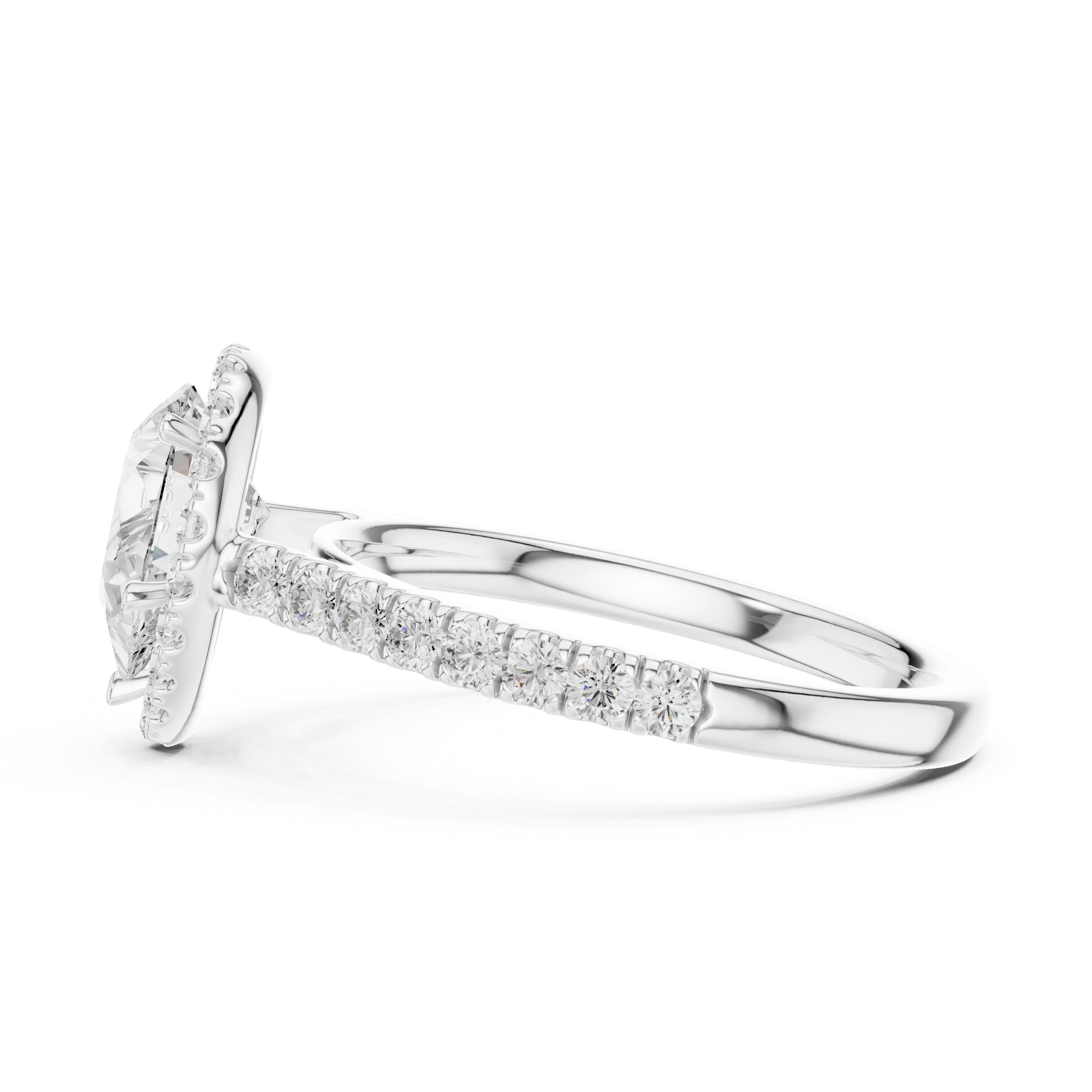 Pear Shape Diamond Halo Engagement Ring