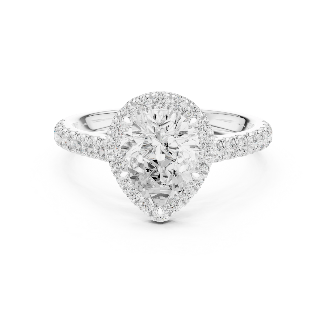 Pear Shape Diamond Halo Engagement Ring