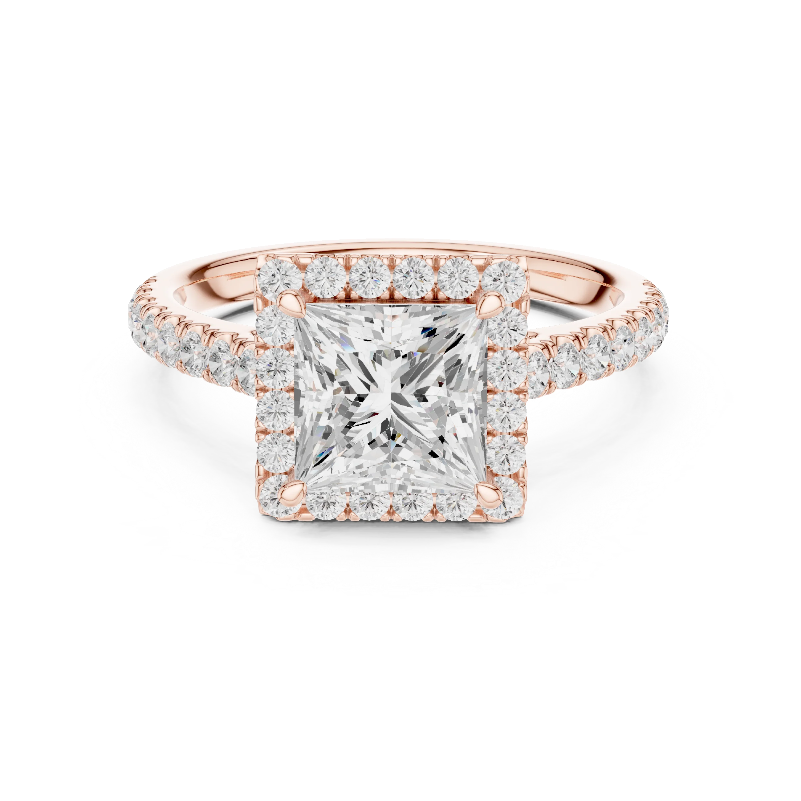 Princess Shape Diamond Halo Engagement Ring