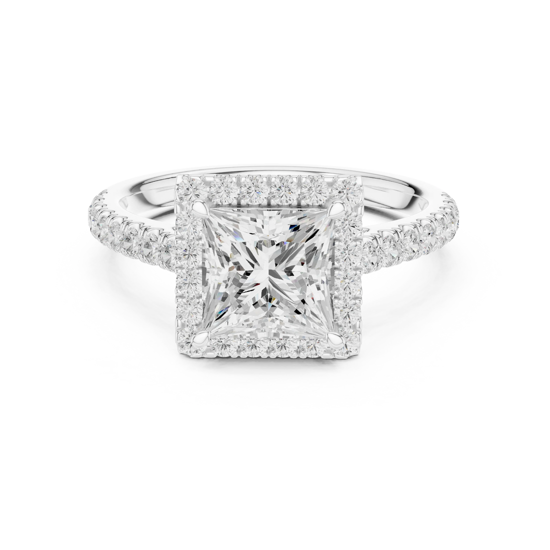 Princess Shape Diamond Halo Engagement Ring