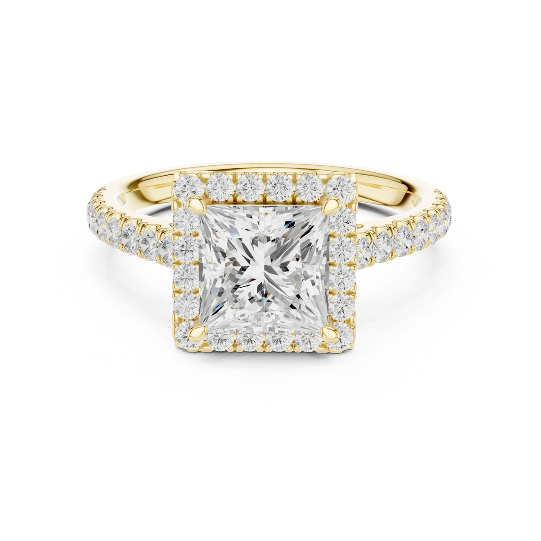 Princess Shape Diamond Halo Engagement Ring