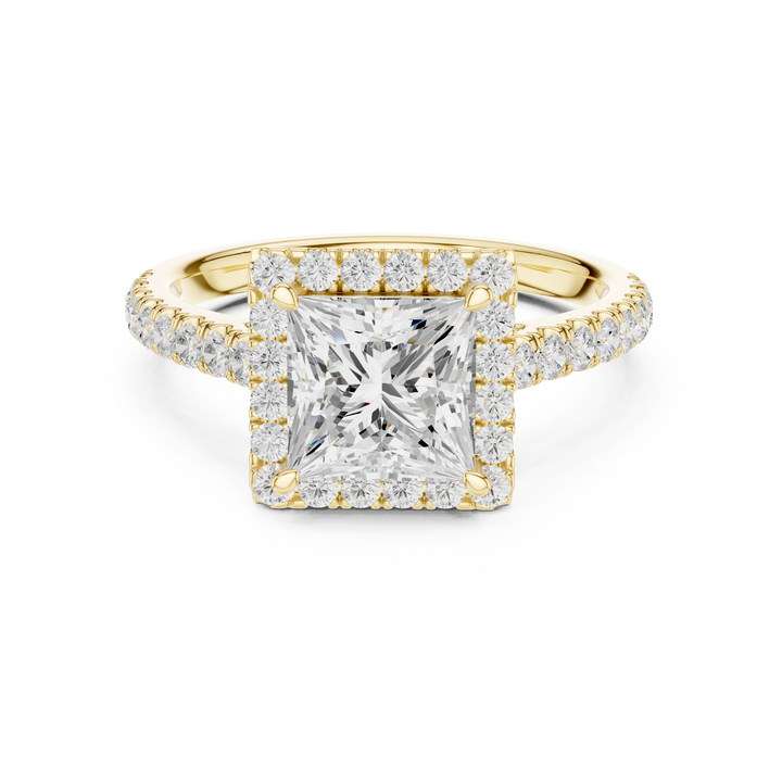 Princess Shape Diamond Halo Engagement Ring
