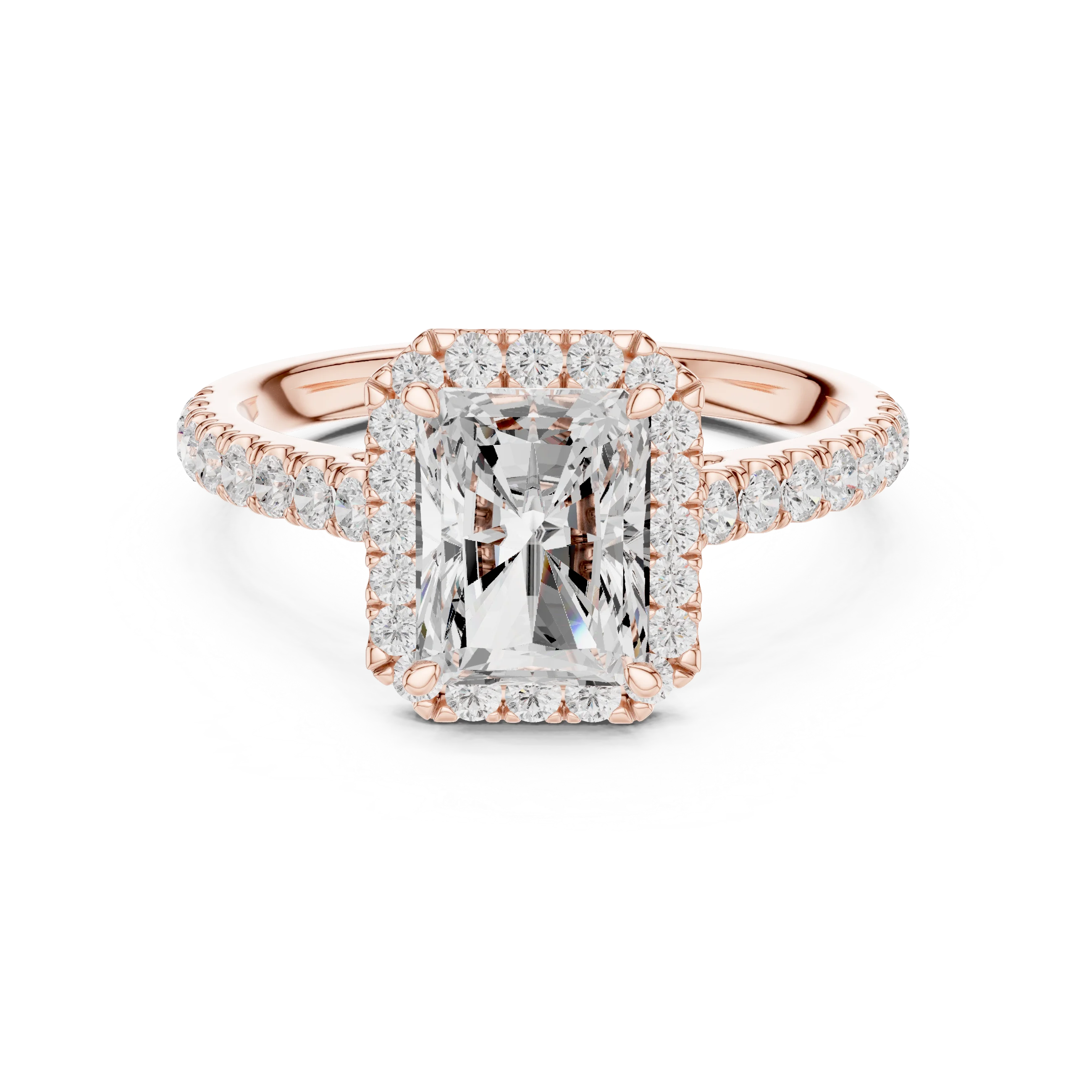 Radiant Shape Diamond Halo Engagement Ring