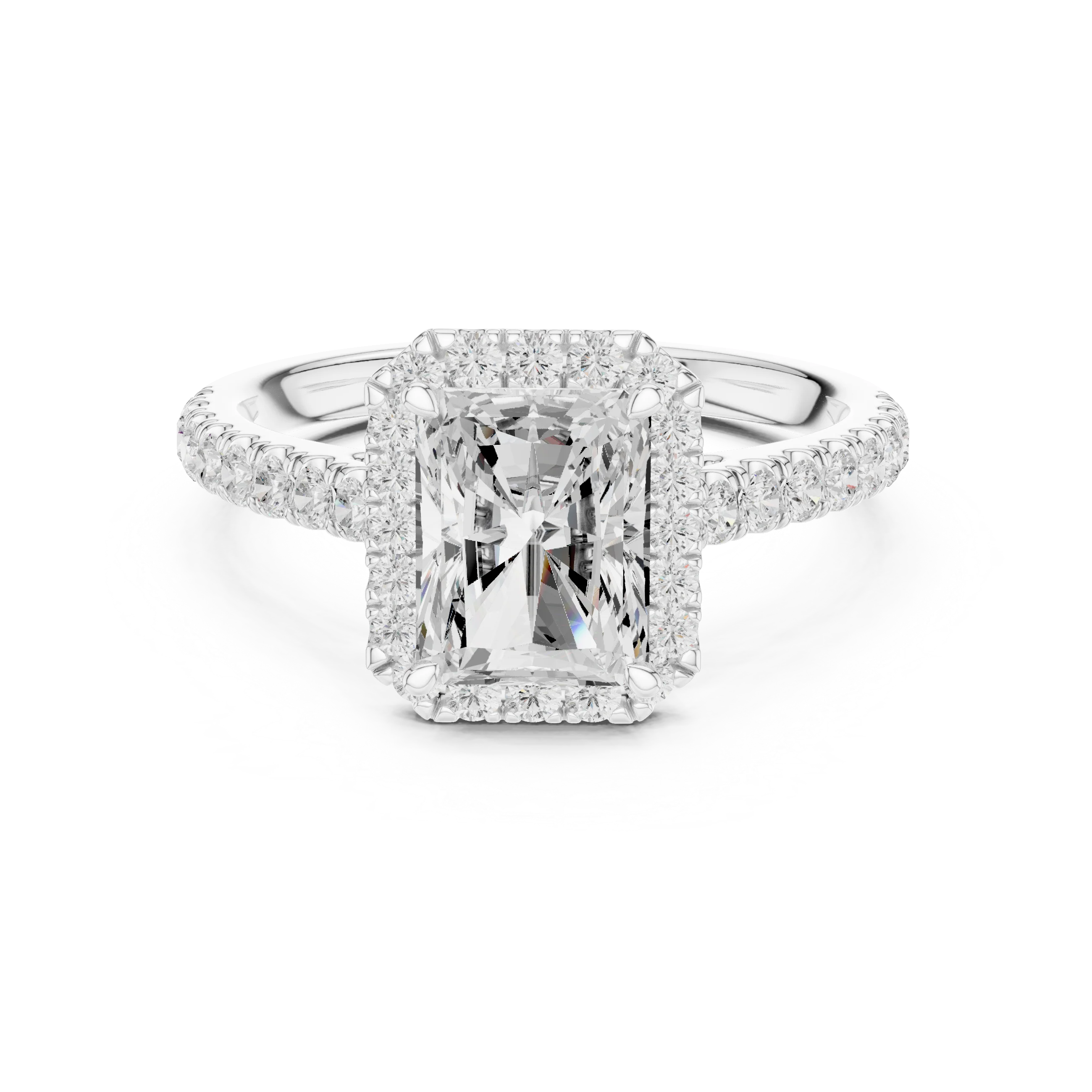 Radiant Shape Diamond Halo Engagement Ring