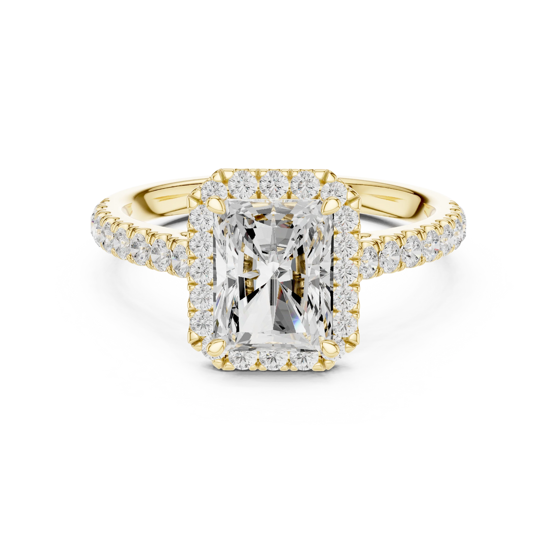 Radiant Shape Diamond Halo Engagement Ring