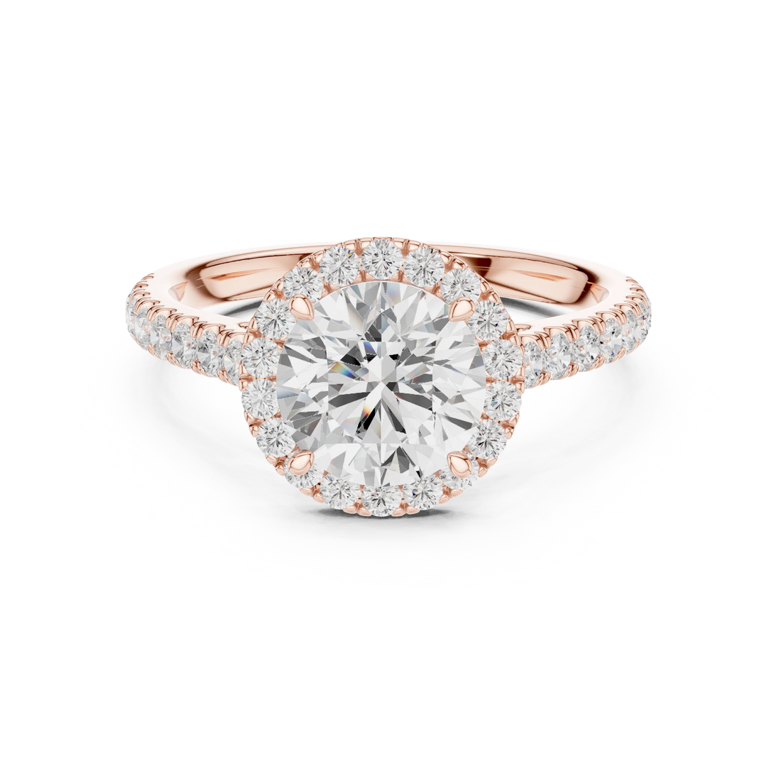 Round Shape Diamond Halo Engagement Ring