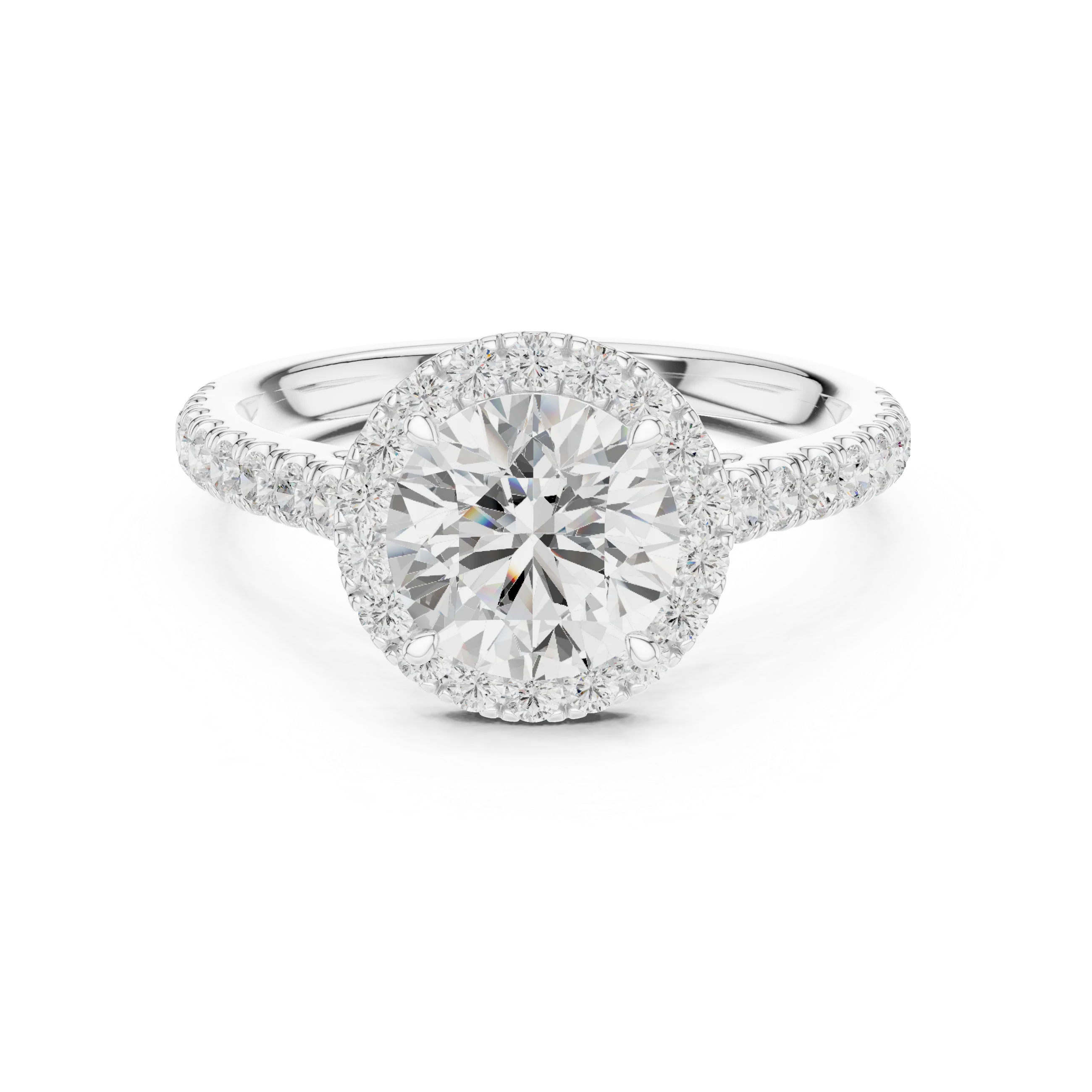 Round Shape Diamond Halo Engagement Ring