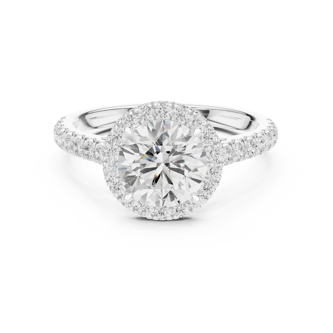 Round Shape Diamond Halo Engagement Ring