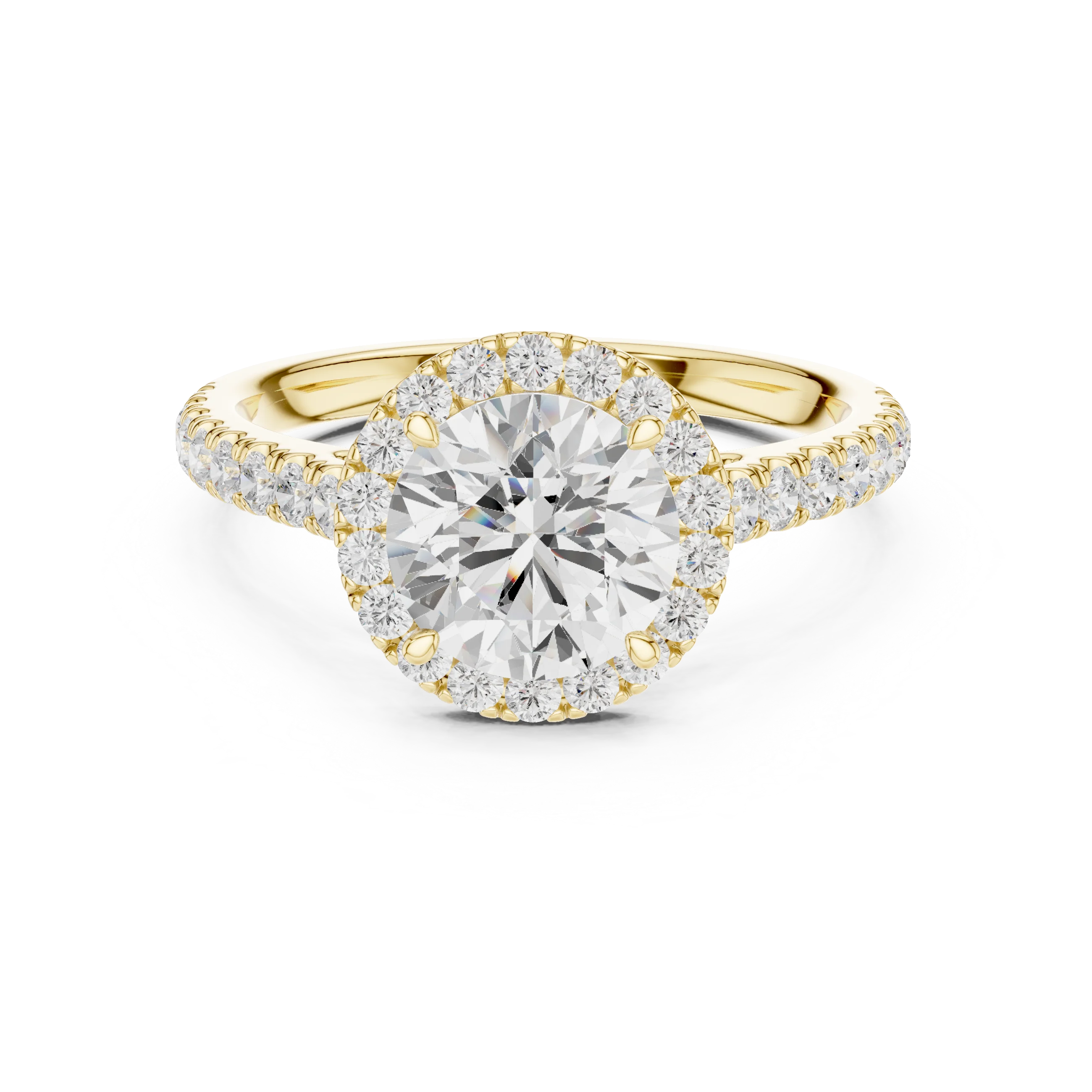 Round Shape Diamond Halo Engagement Ring