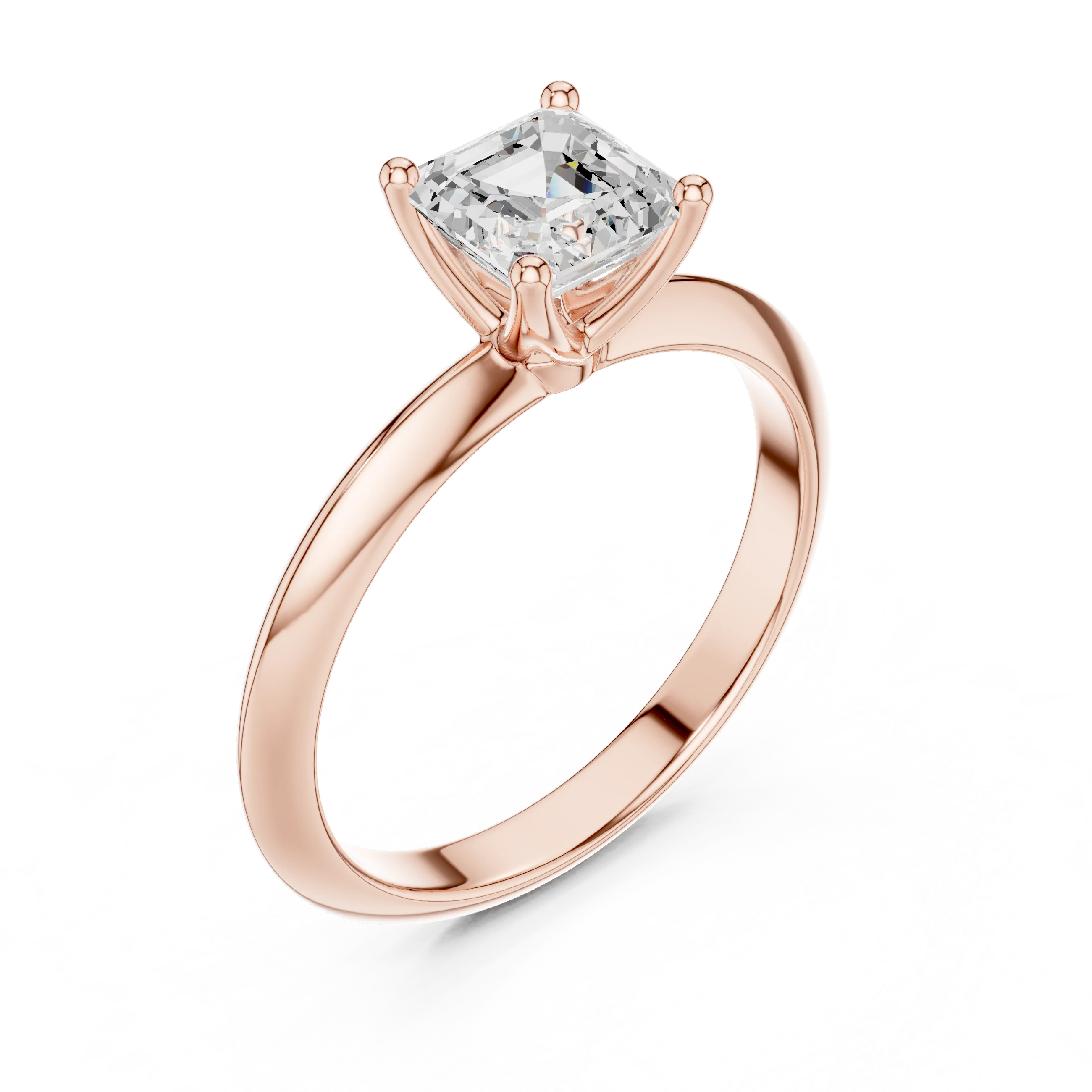 Asscher Cut Diamond Solitaire Engagement Ring