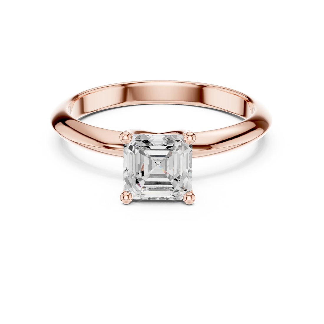 Asscher Cut Diamond Solitaire Engagement Ring