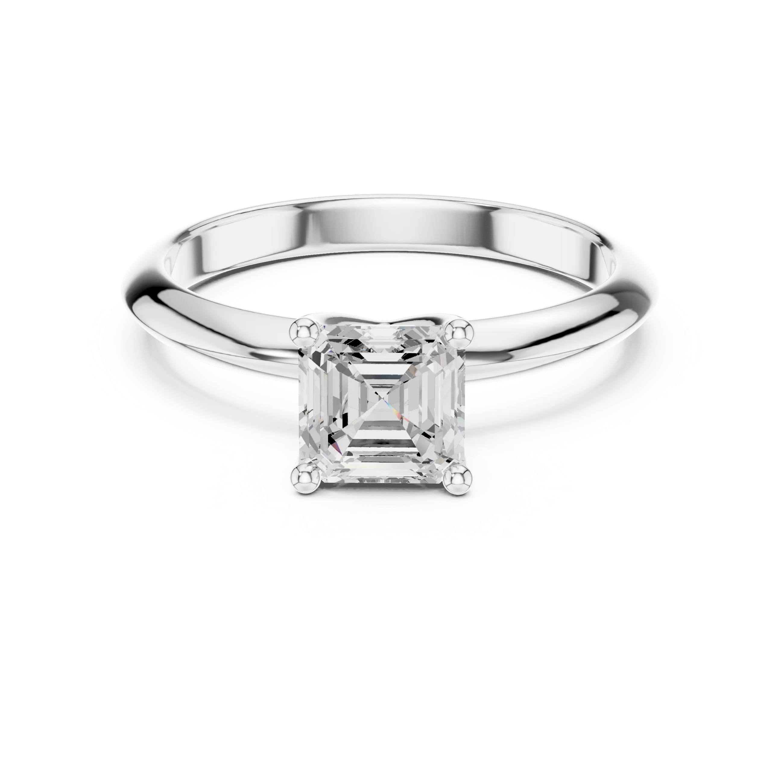 Asscher Cut Diamond Solitaire Engagement Ring
