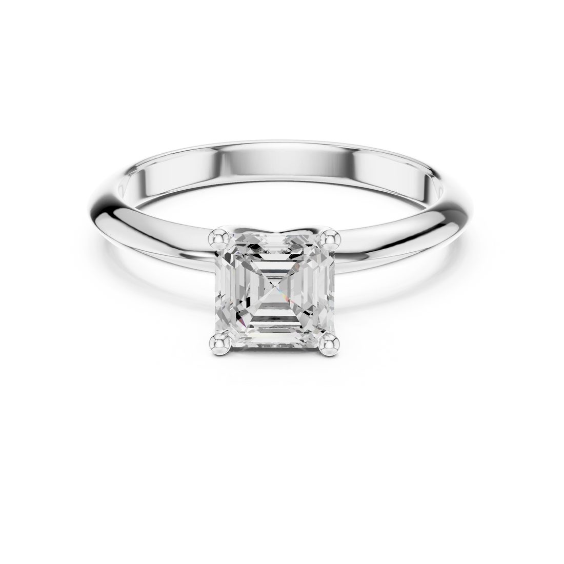Asscher Cut Diamond Solitaire Engagement Ring