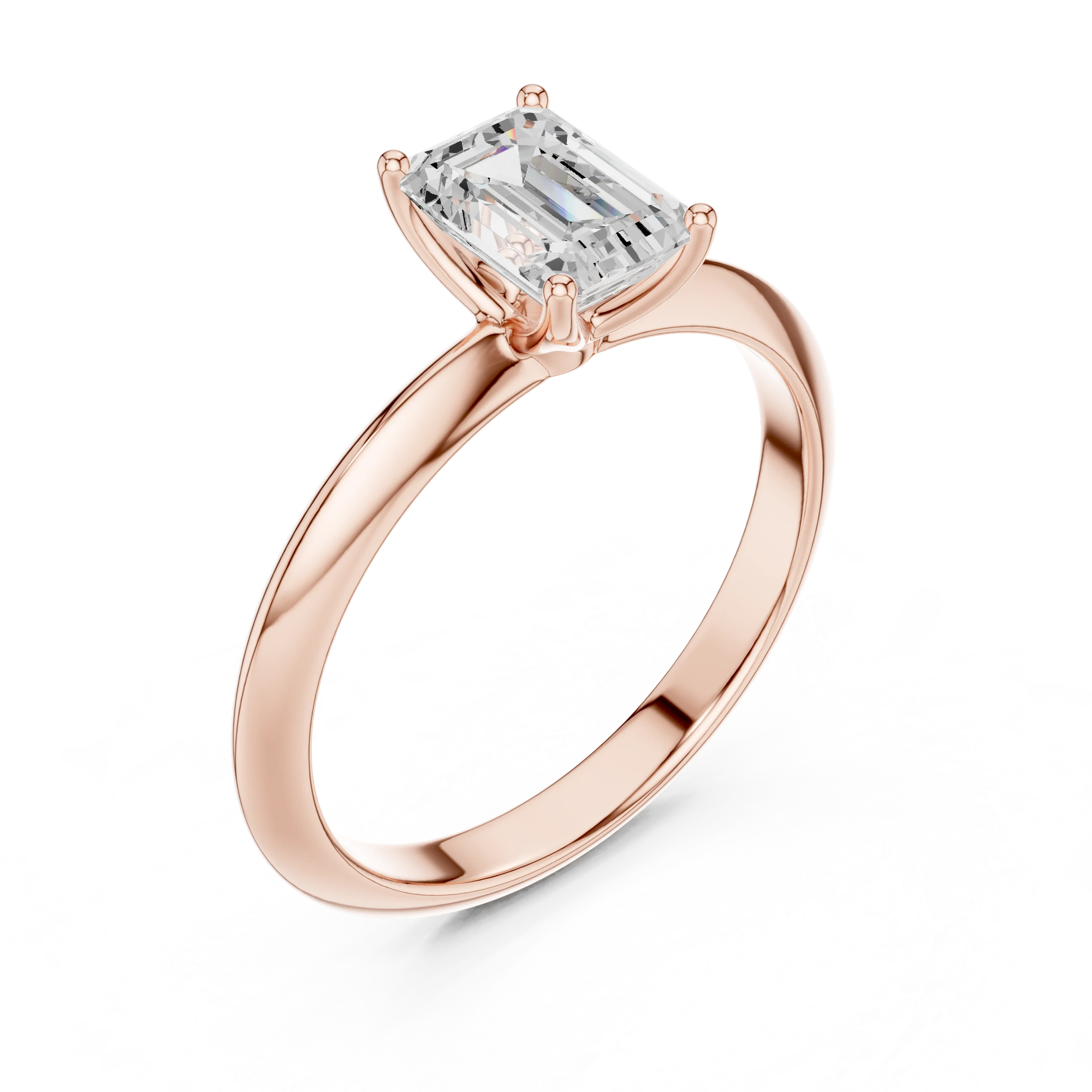 Emerald Cut Diamond Solitaire Engagement Ring