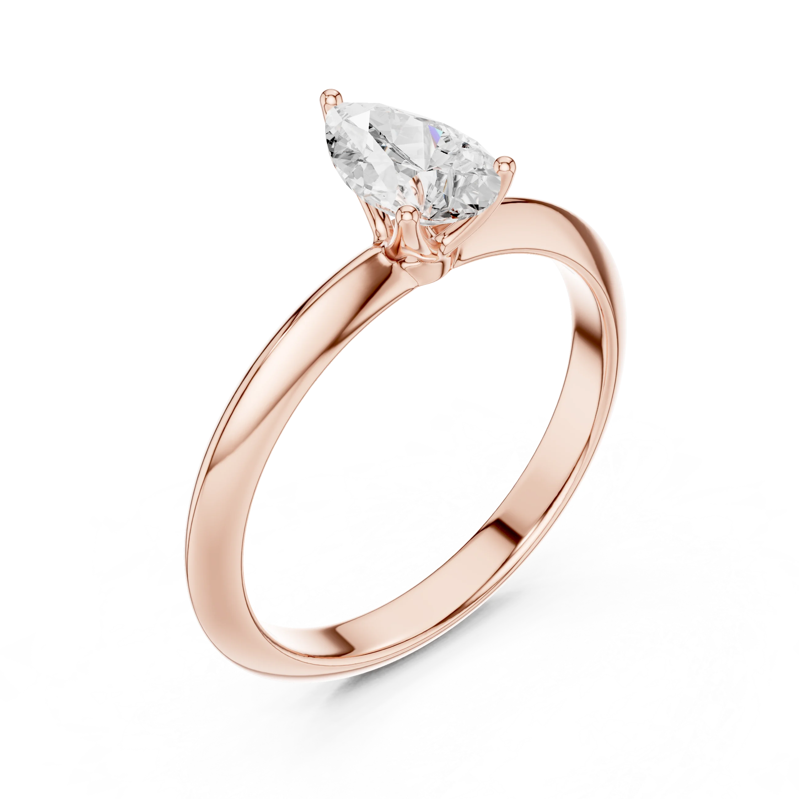 Pear Cut Diamond Solitaire Engagement Ring