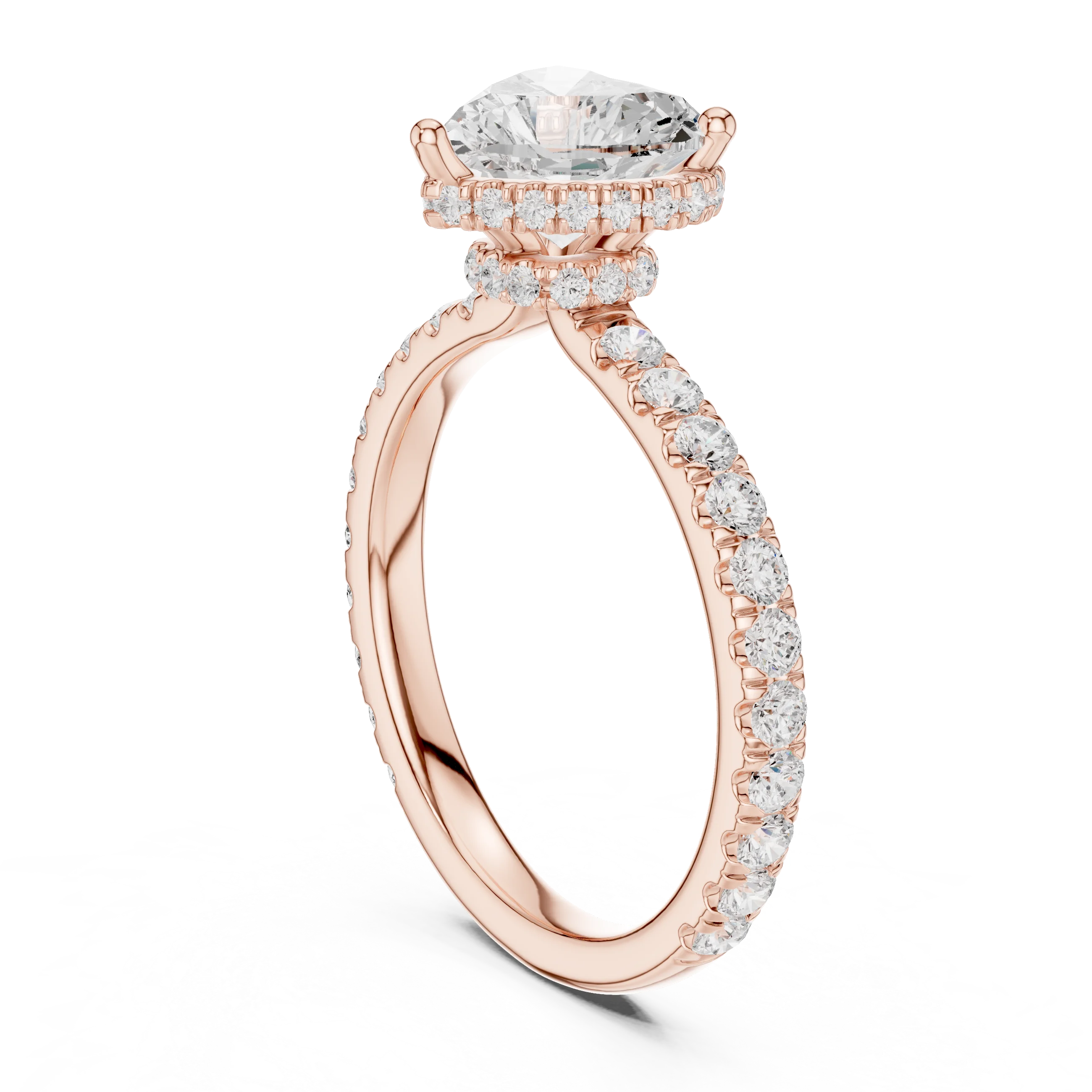 Heart Cut Diamond Double Halo Pave Engagement Ring