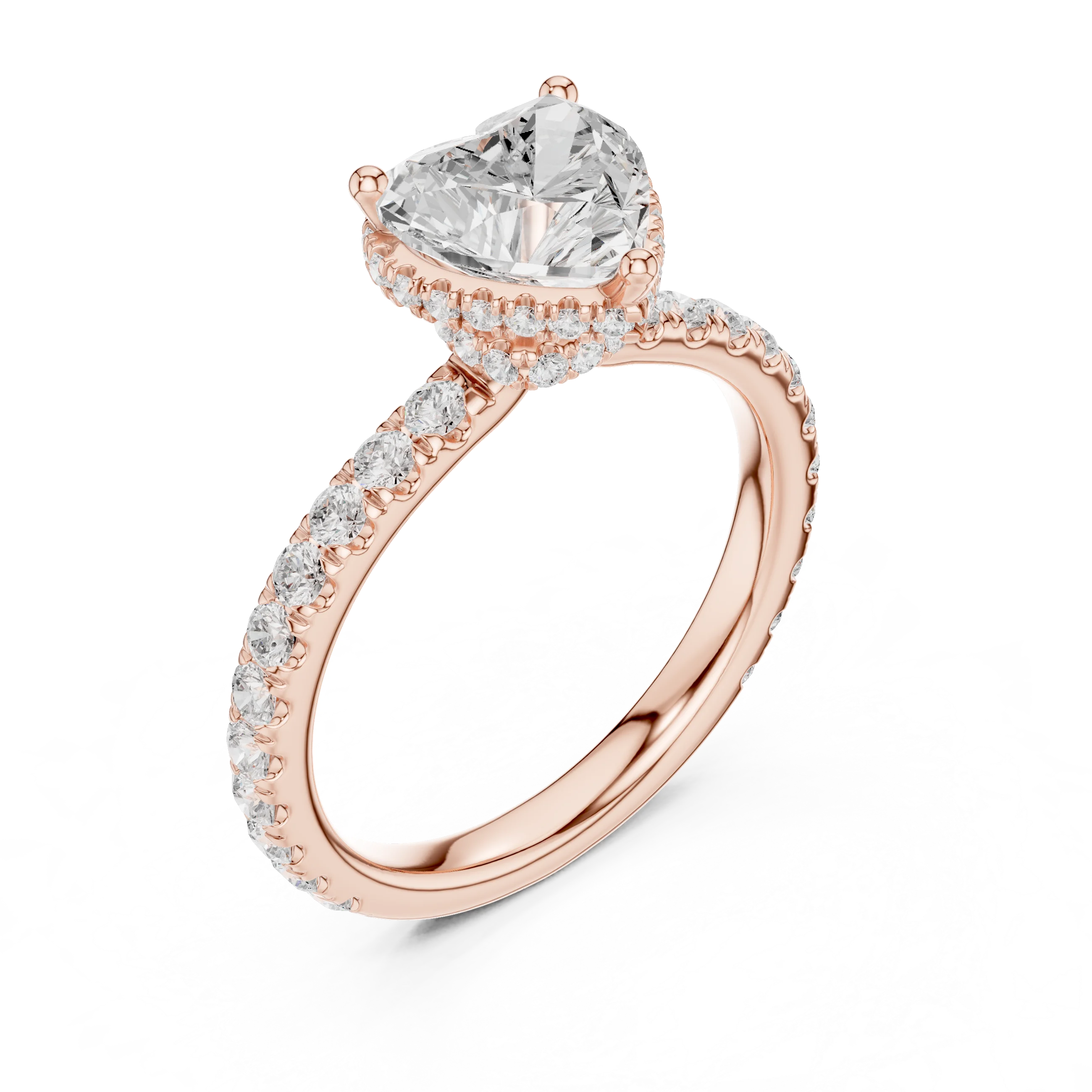 Heart Cut Diamond Double Halo Pave Engagement Ring