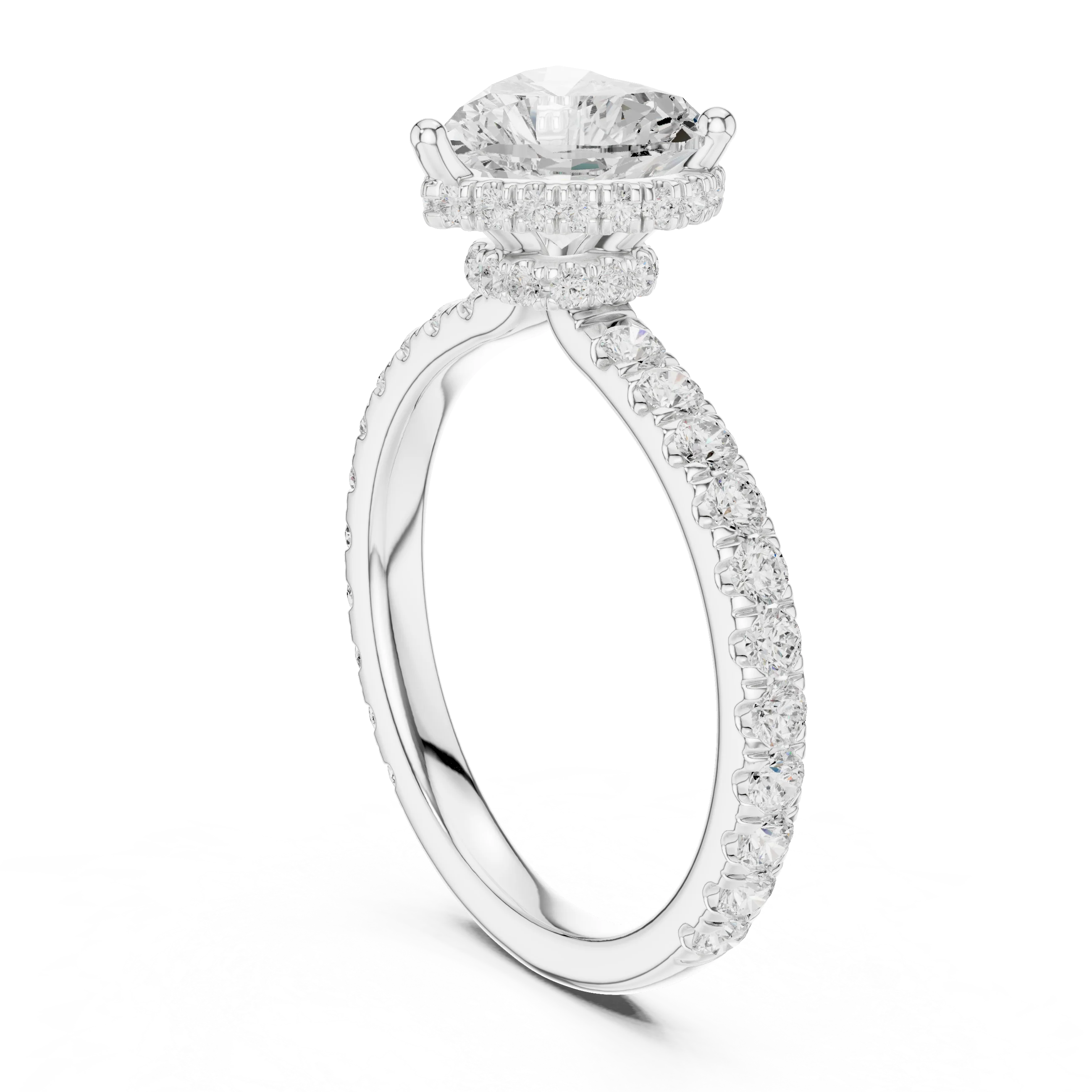 Heart Cut Diamond Double Halo Pave Engagement Ring