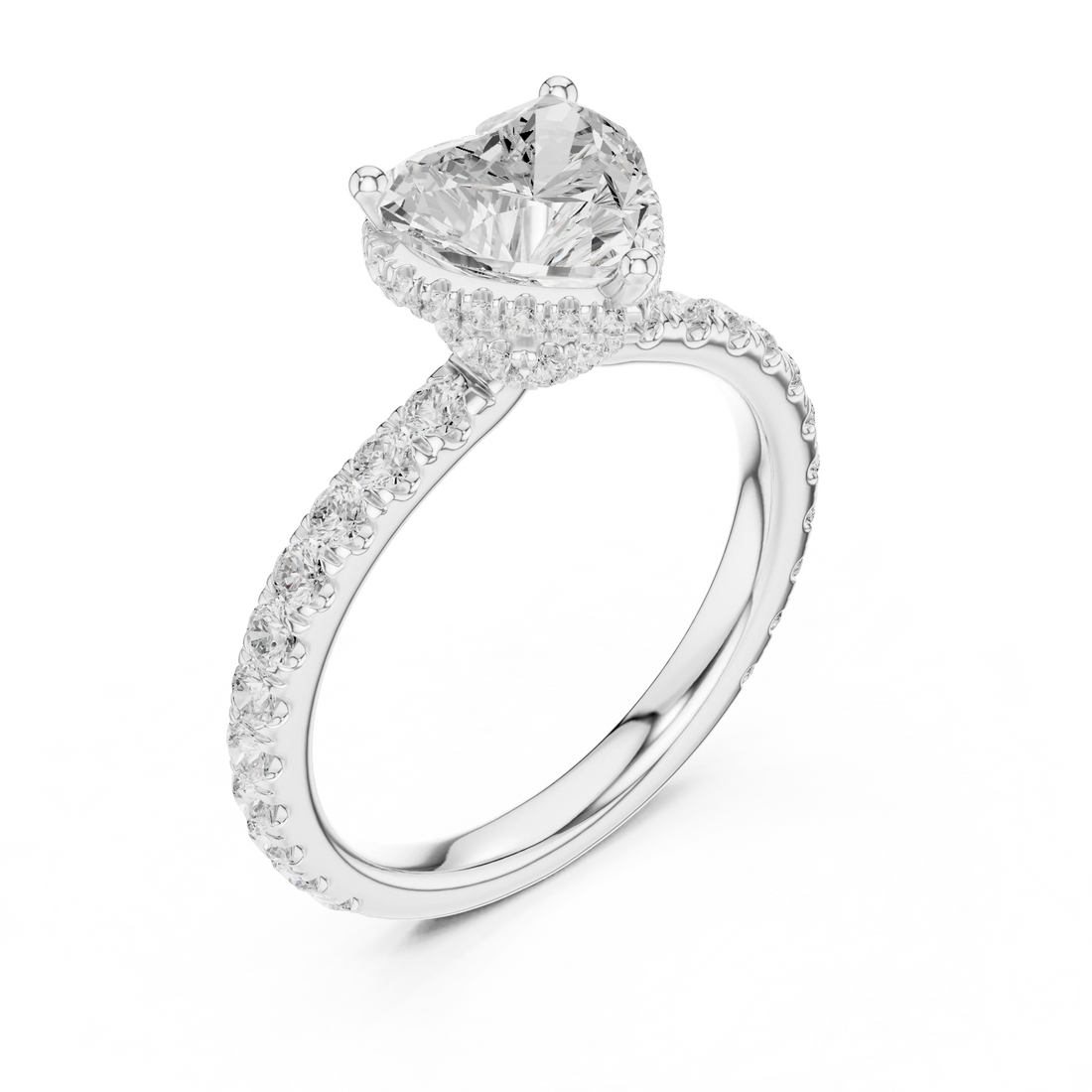 Heart Cut Diamond Double Halo Pave Engagement Ring