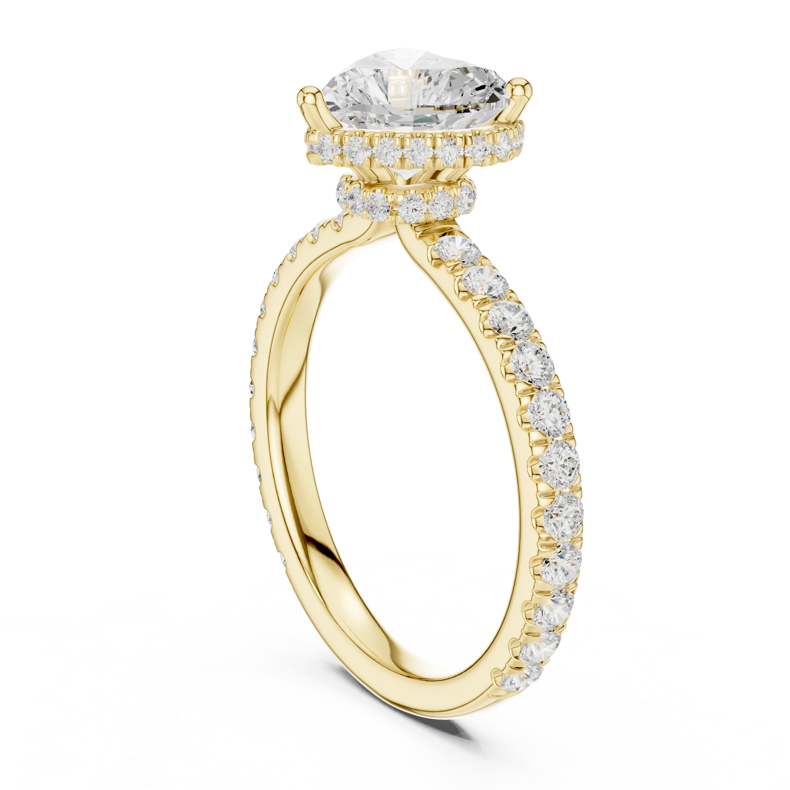 Heart Cut Diamond Double Halo Pave Engagement Ring