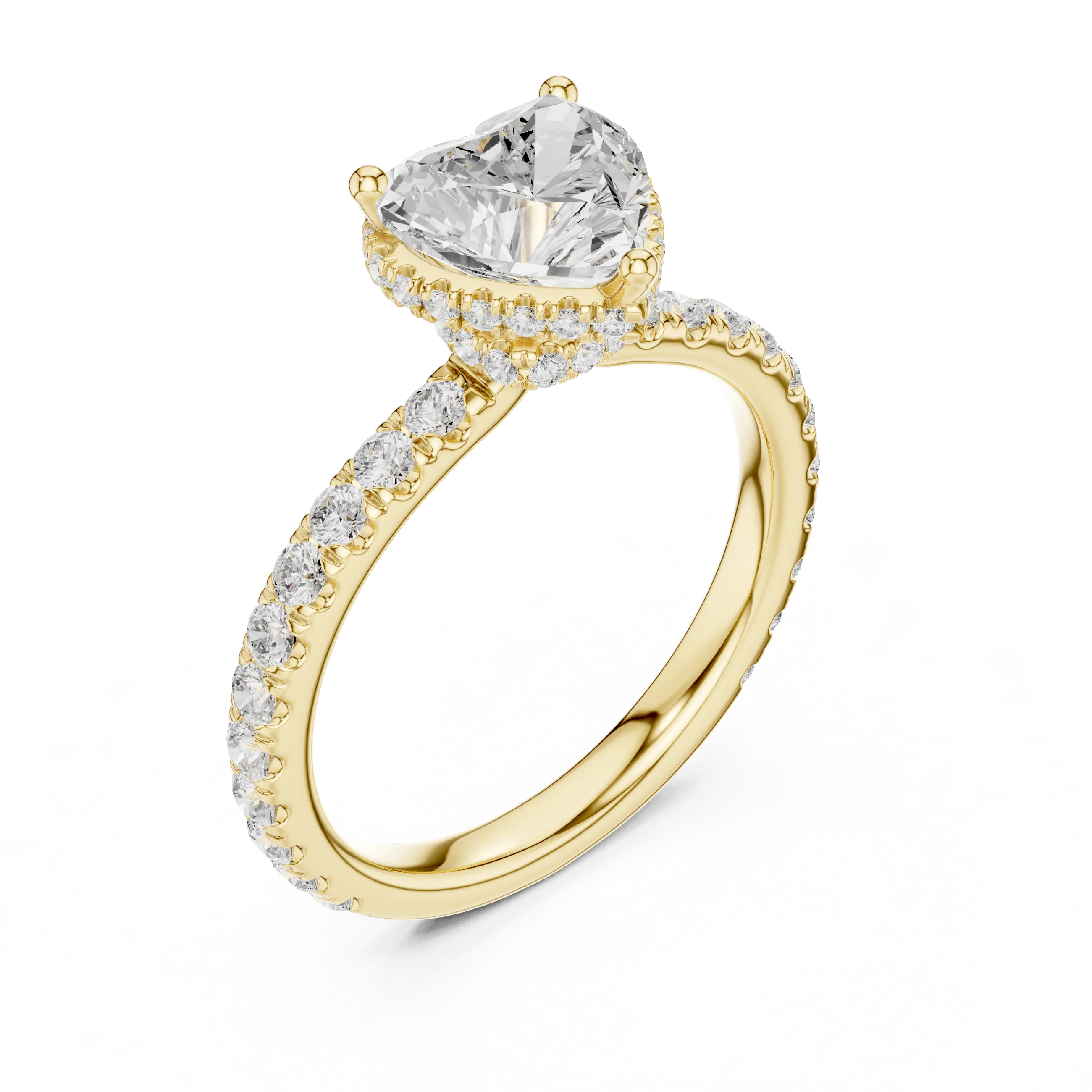 Heart Cut Diamond Double Halo Pave Engagement Ring