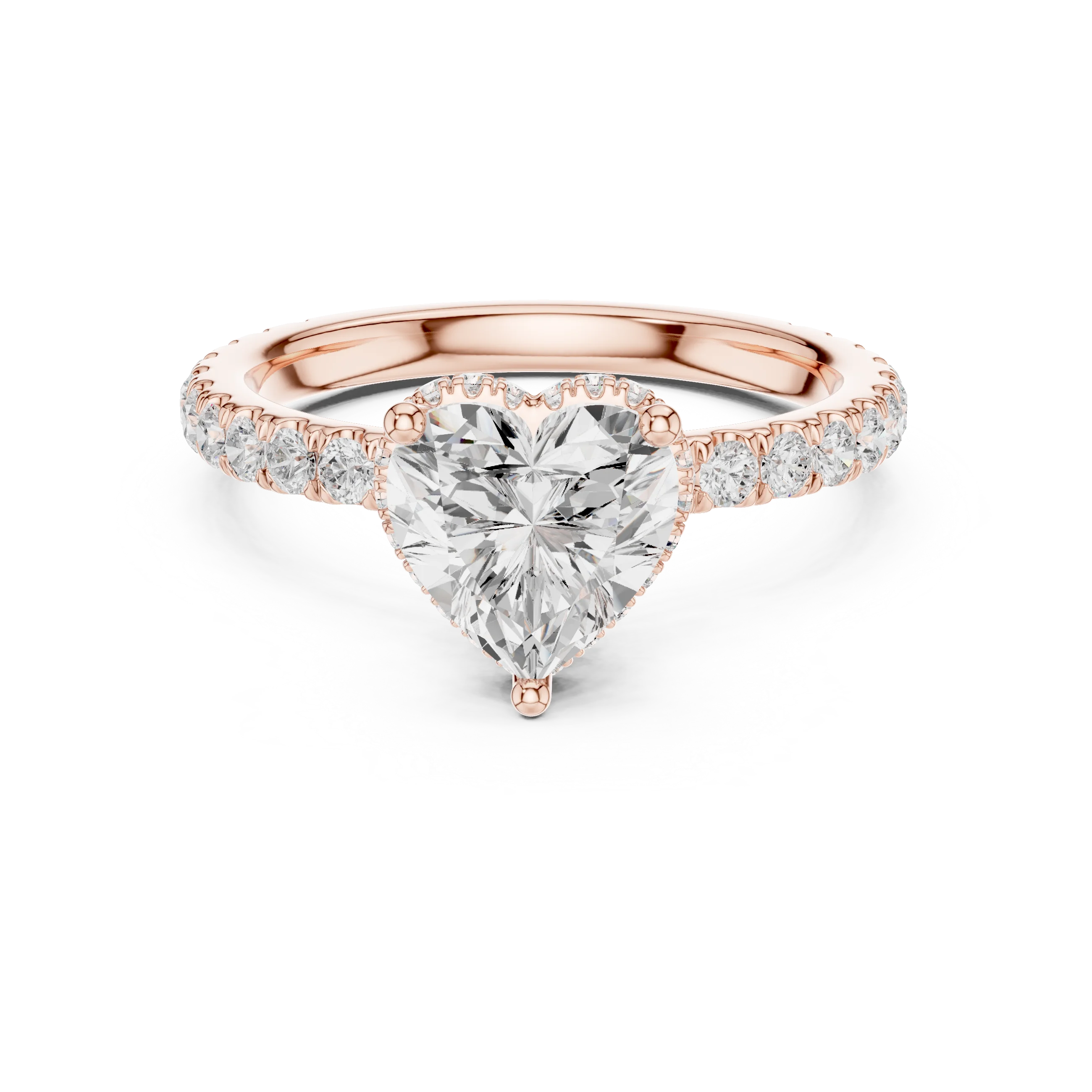 Heart Cut Diamond Double Halo Pave Engagement Ring