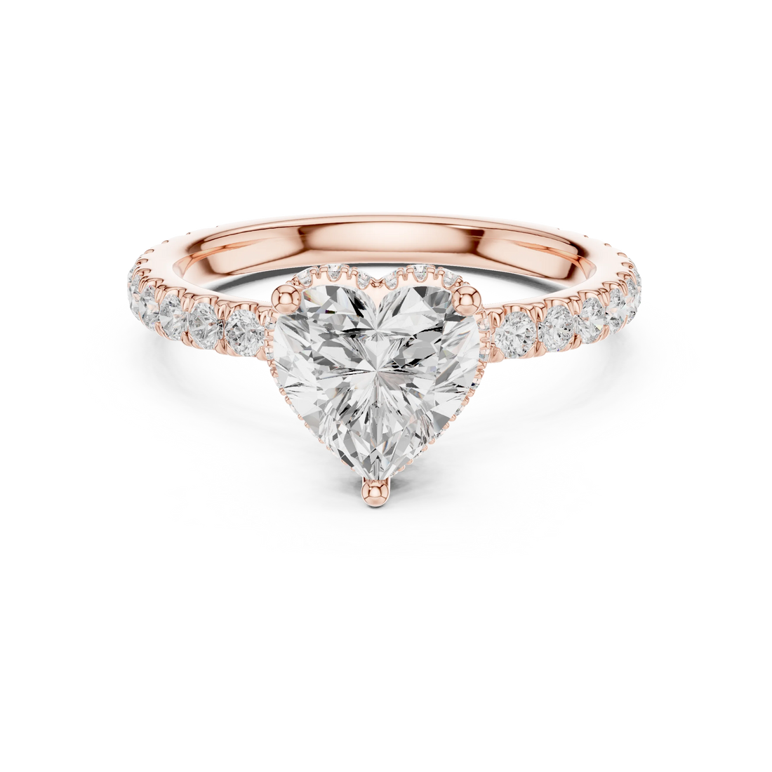 Heart Cut Diamond Double Halo Pave Engagement Ring