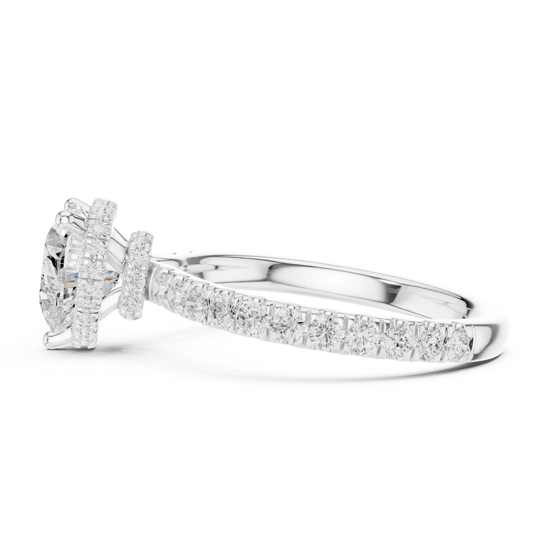 Heart Cut Diamond Double Halo Pave Engagement Ring