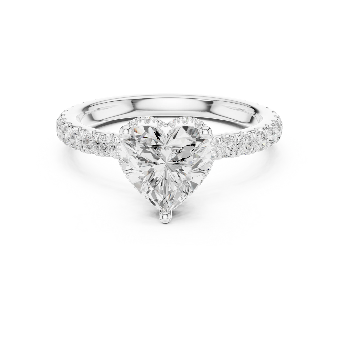 Heart Cut Diamond Double Halo Pave Engagement Ring