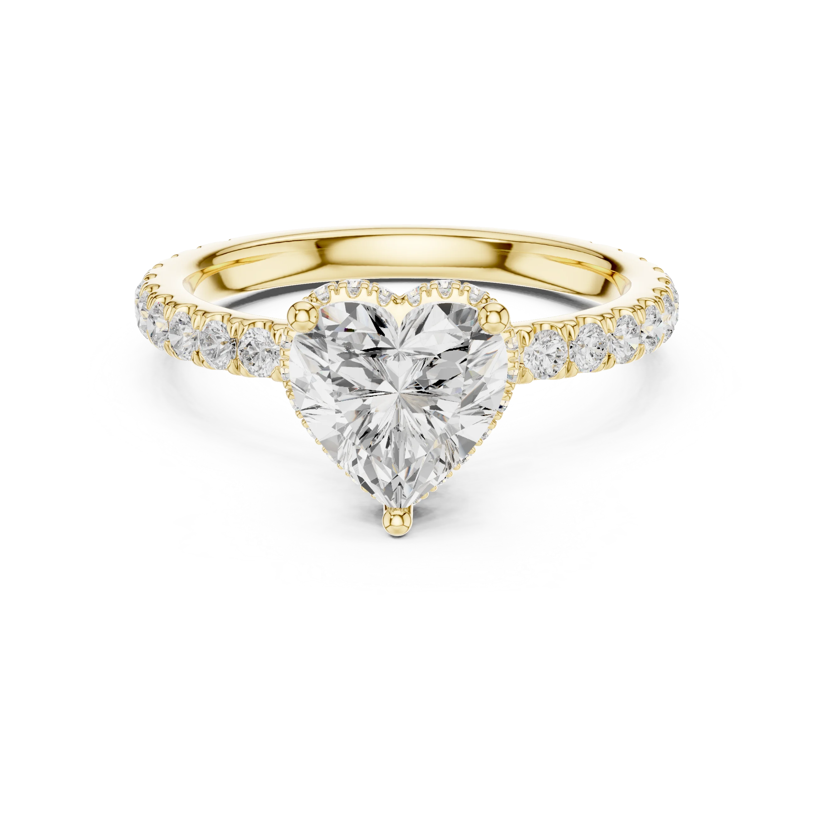 Heart Cut Diamond Double Halo Pave Engagement Ring