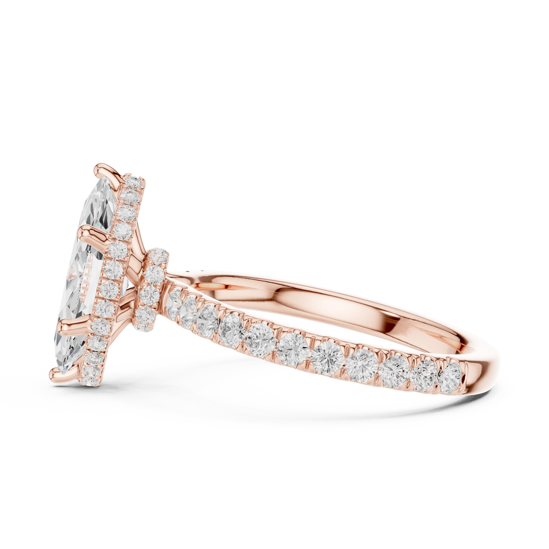 Marquise Cut Diamond Double Halo Pave Engagement Ring