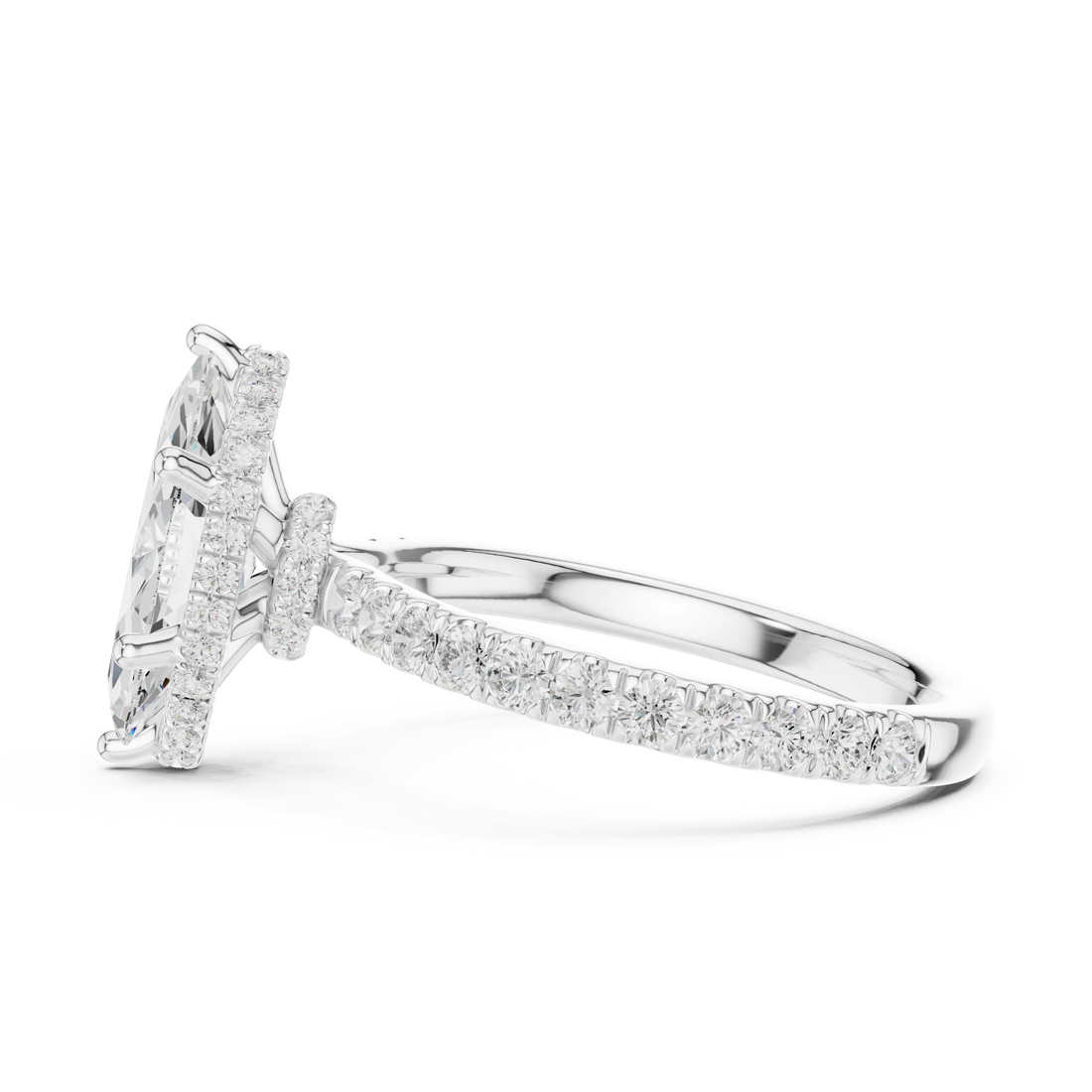Marquise Cut Diamond Double Halo Pave Engagement Ring
