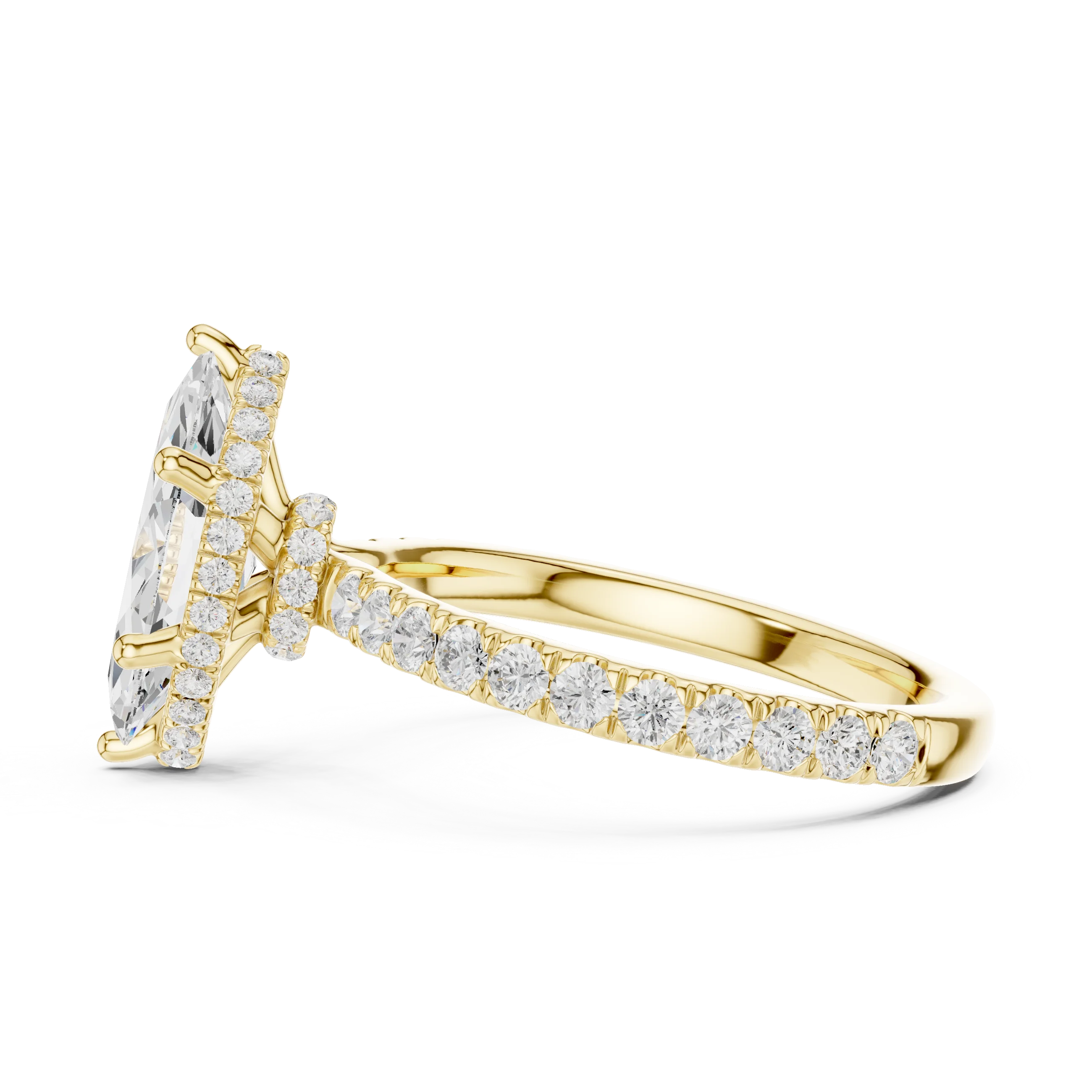 Marquise Cut Diamond Double Halo Pave Engagement Ring