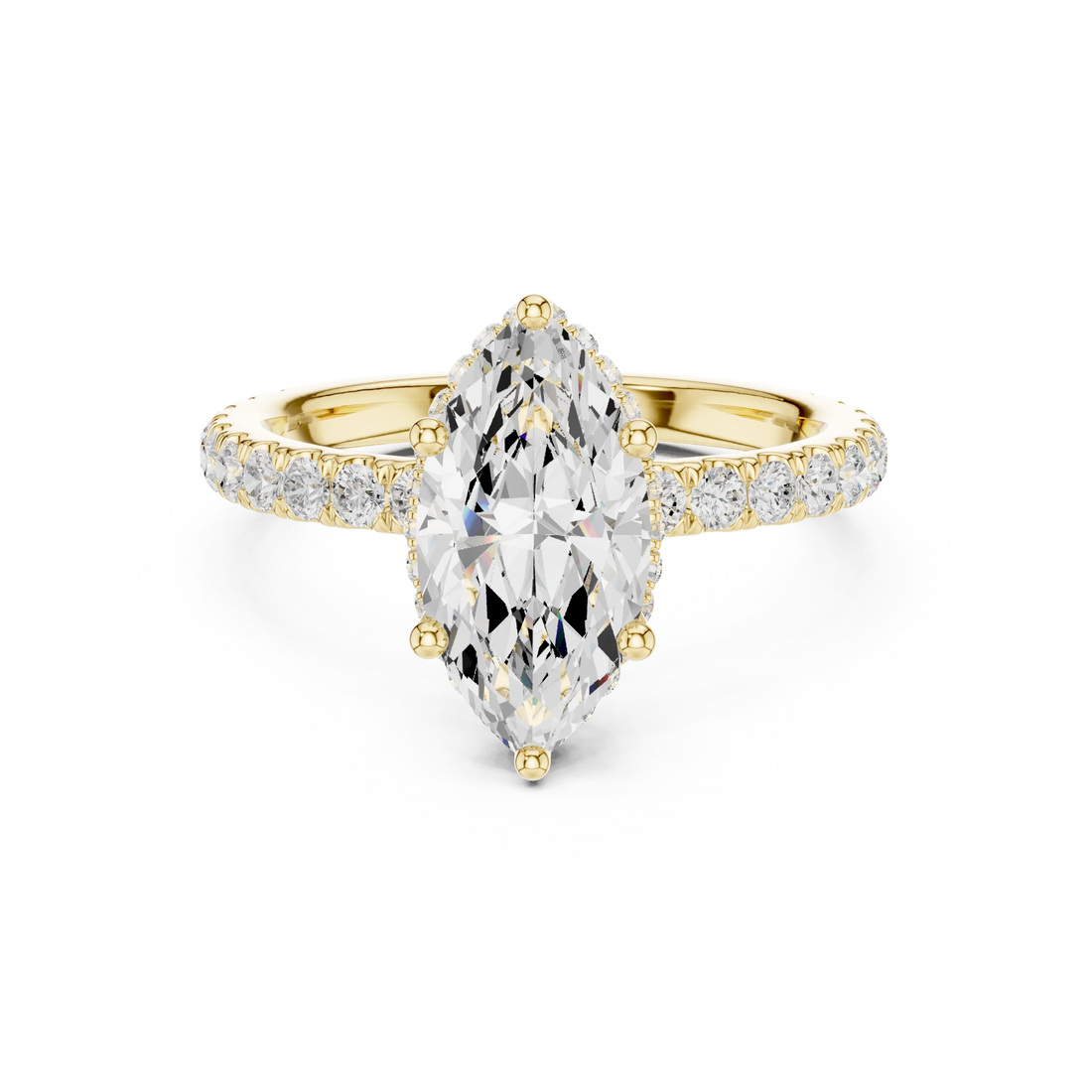 Marquise Cut Diamond Double Halo Pave Engagement Ring