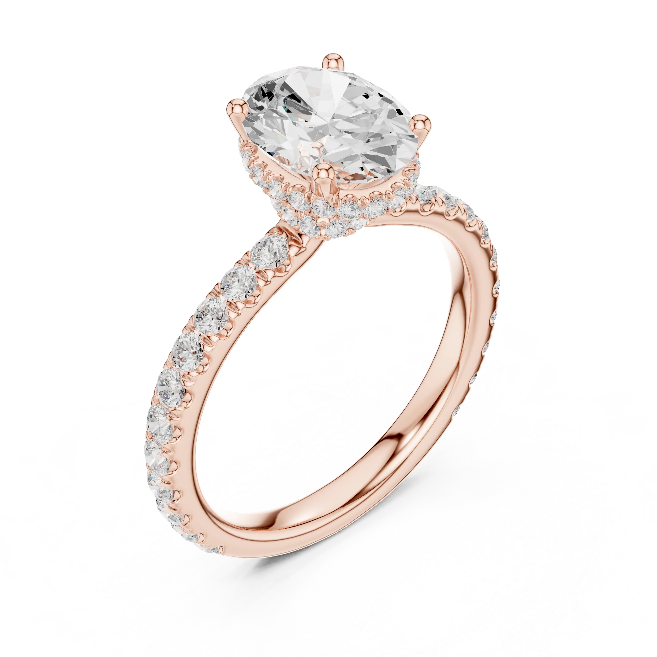 Oval Cut Diamond Double Halo Pave Engagement Ring