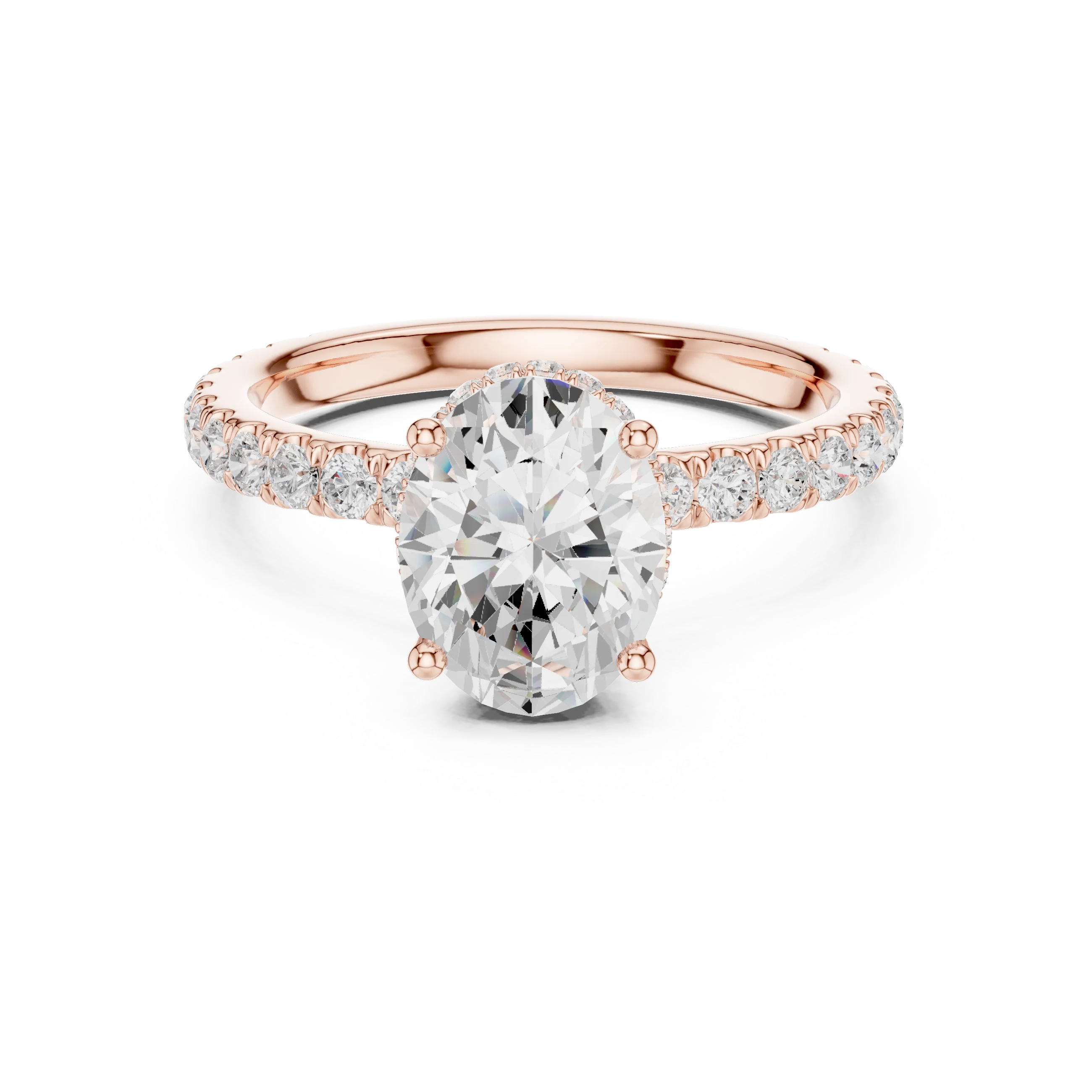 Oval Cut Diamond Double Halo Pave Engagement Ring