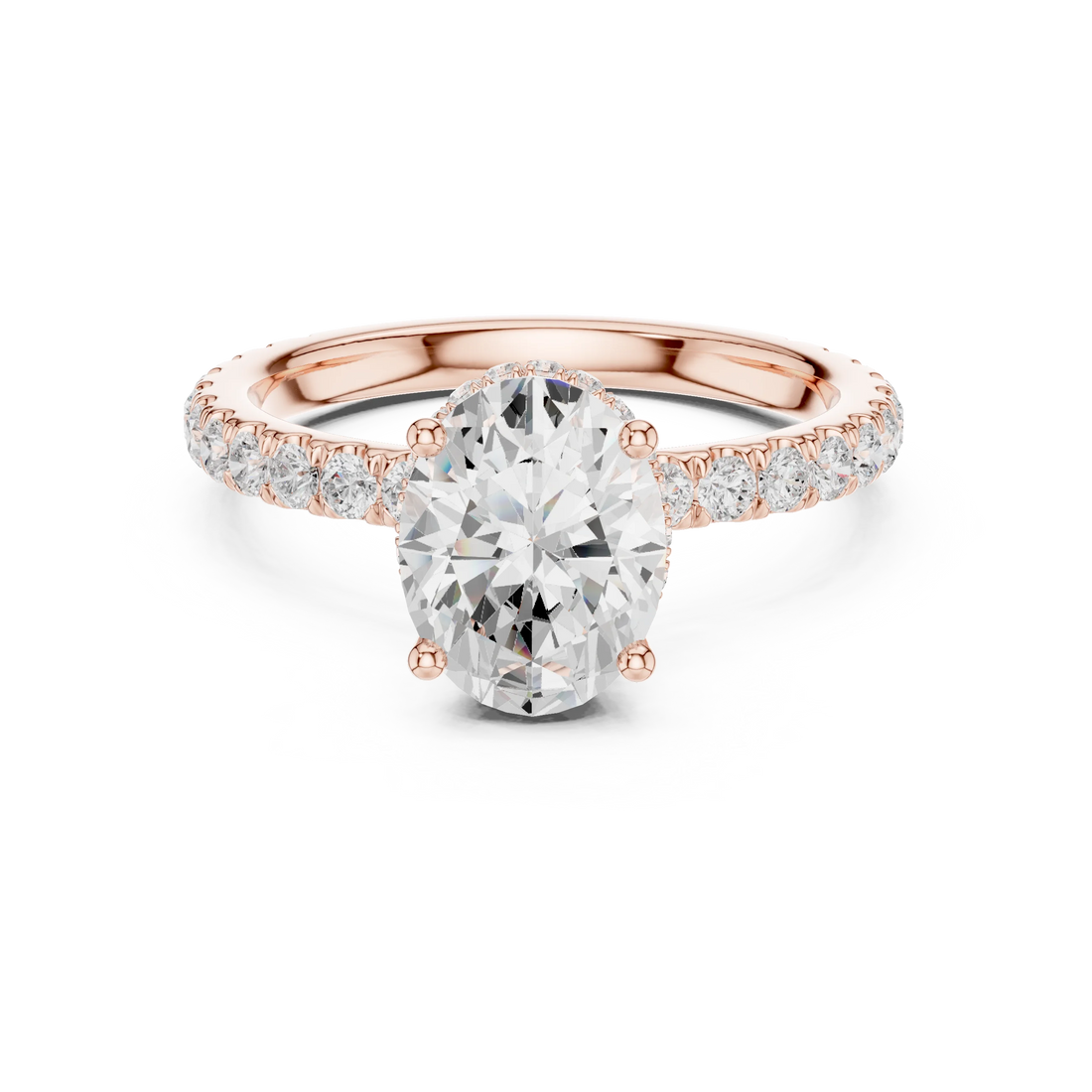 Oval Cut Diamond Double Halo Pave Engagement Ring