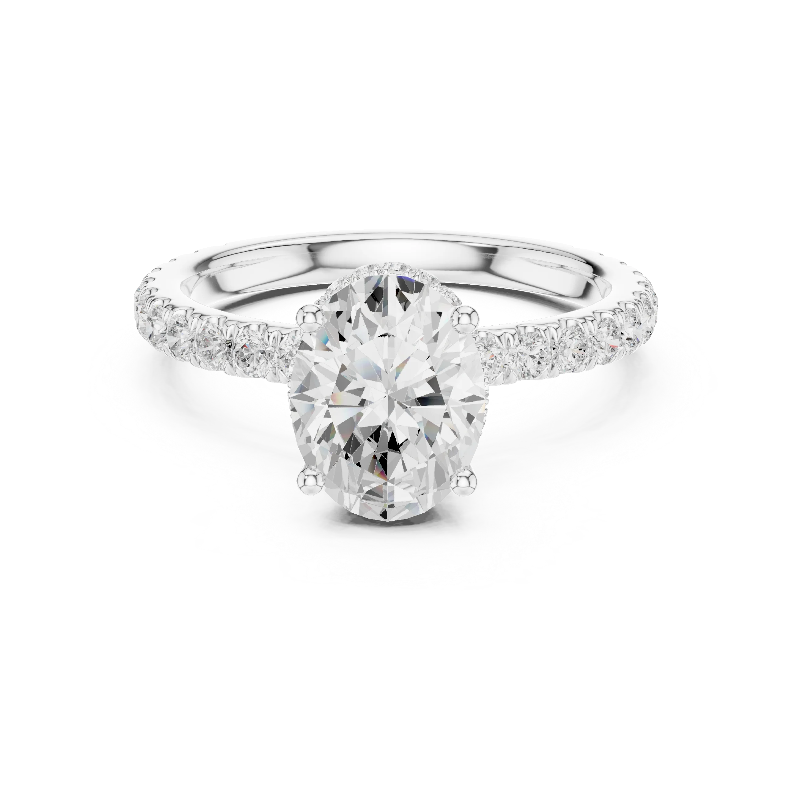Oval Cut Diamond Double Halo Pave Engagement Ring