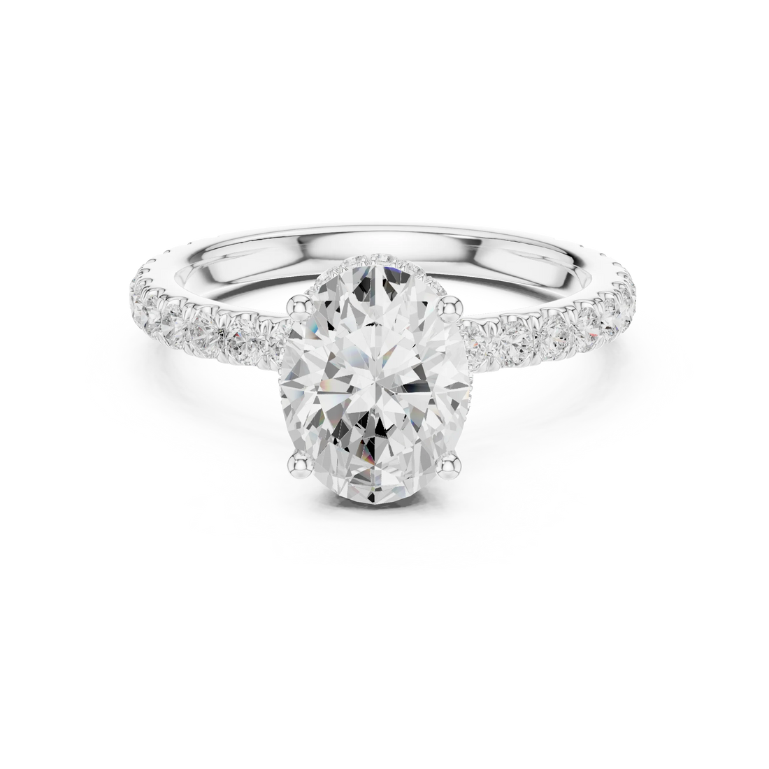 Oval Cut Diamond Double Halo Pave Engagement Ring