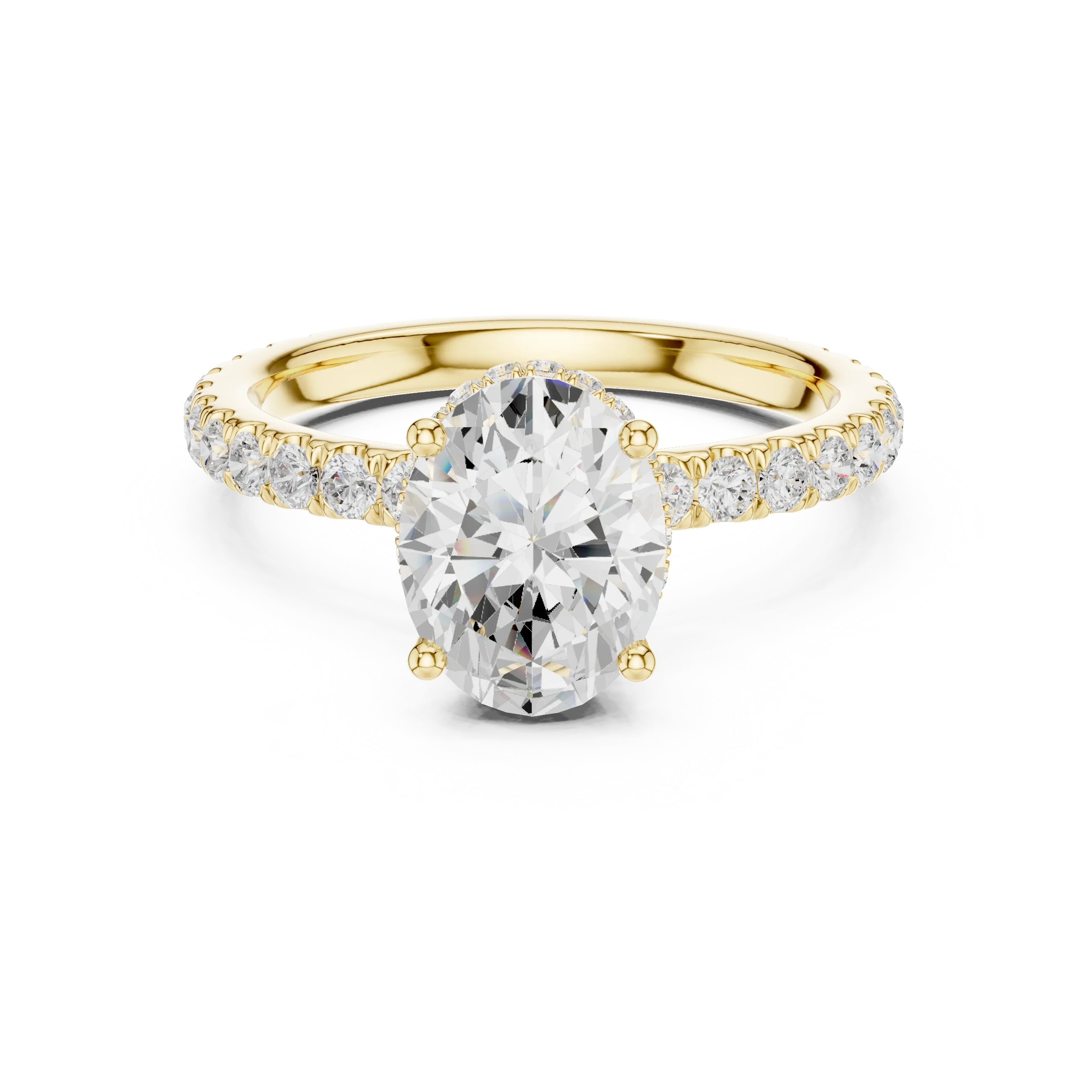 Oval Cut Diamond Double Halo Pave Engagement Ring
