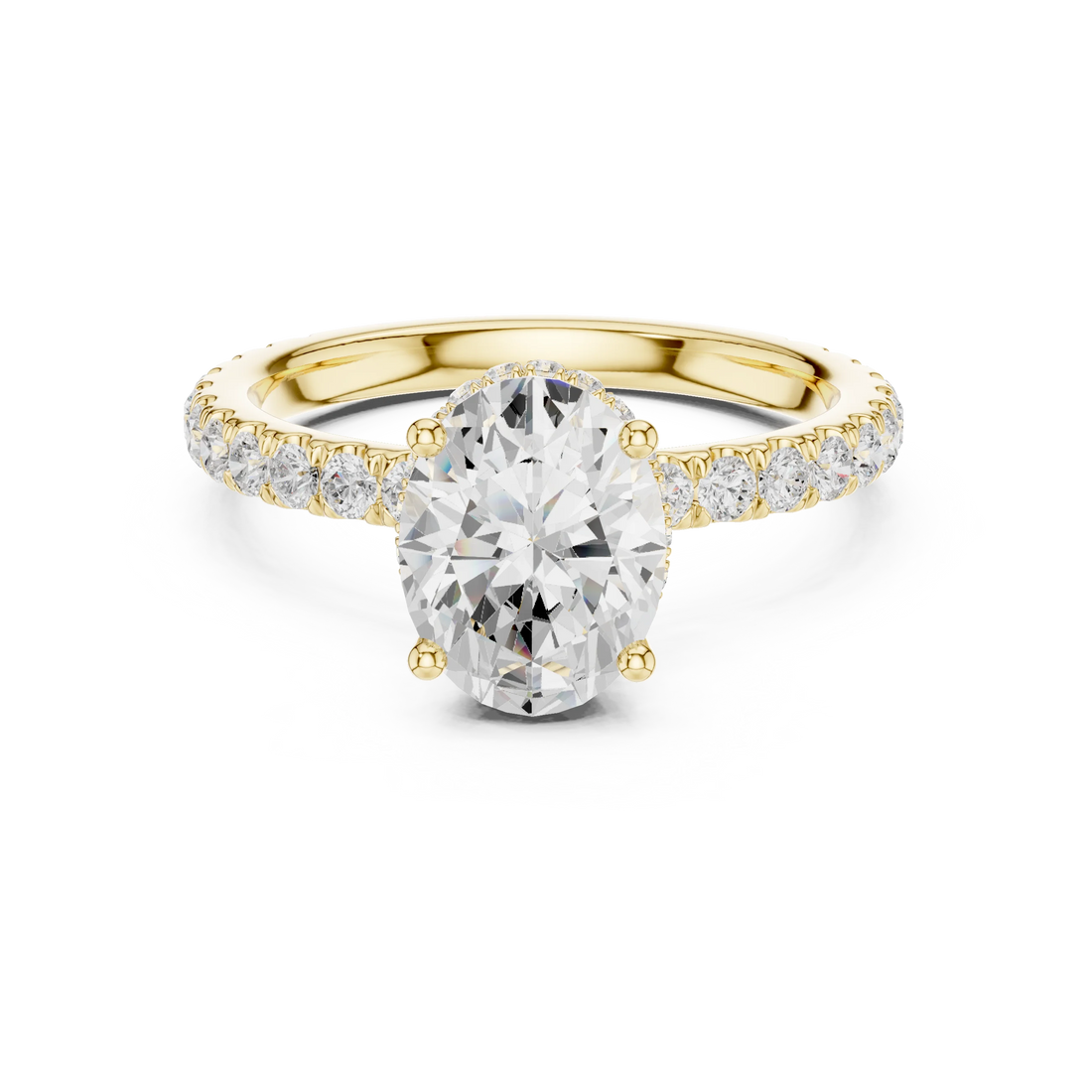 Oval Cut Diamond Double Halo Pave Engagement Ring