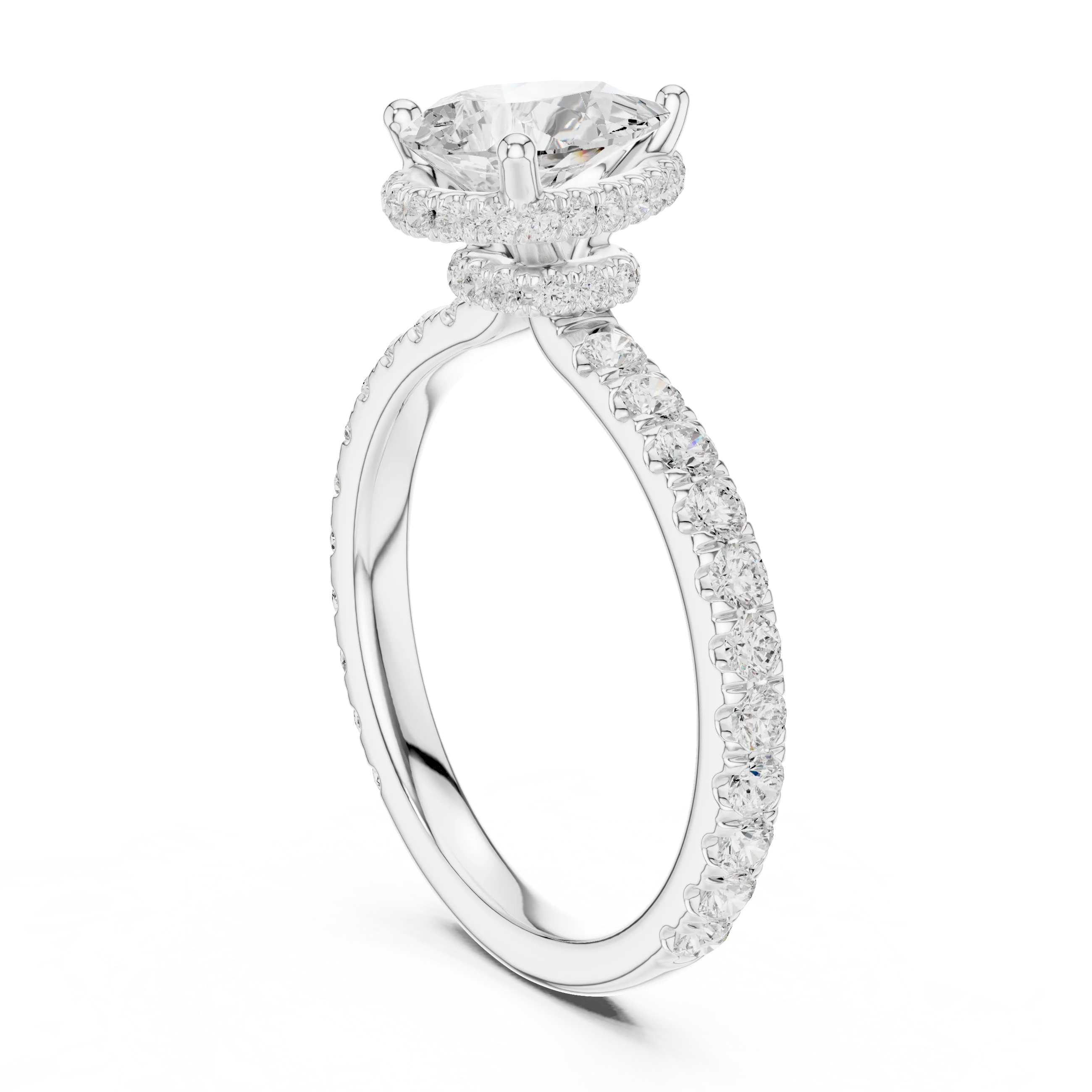 Pear Cut Diamond Double Halo Pave Engagement Ring