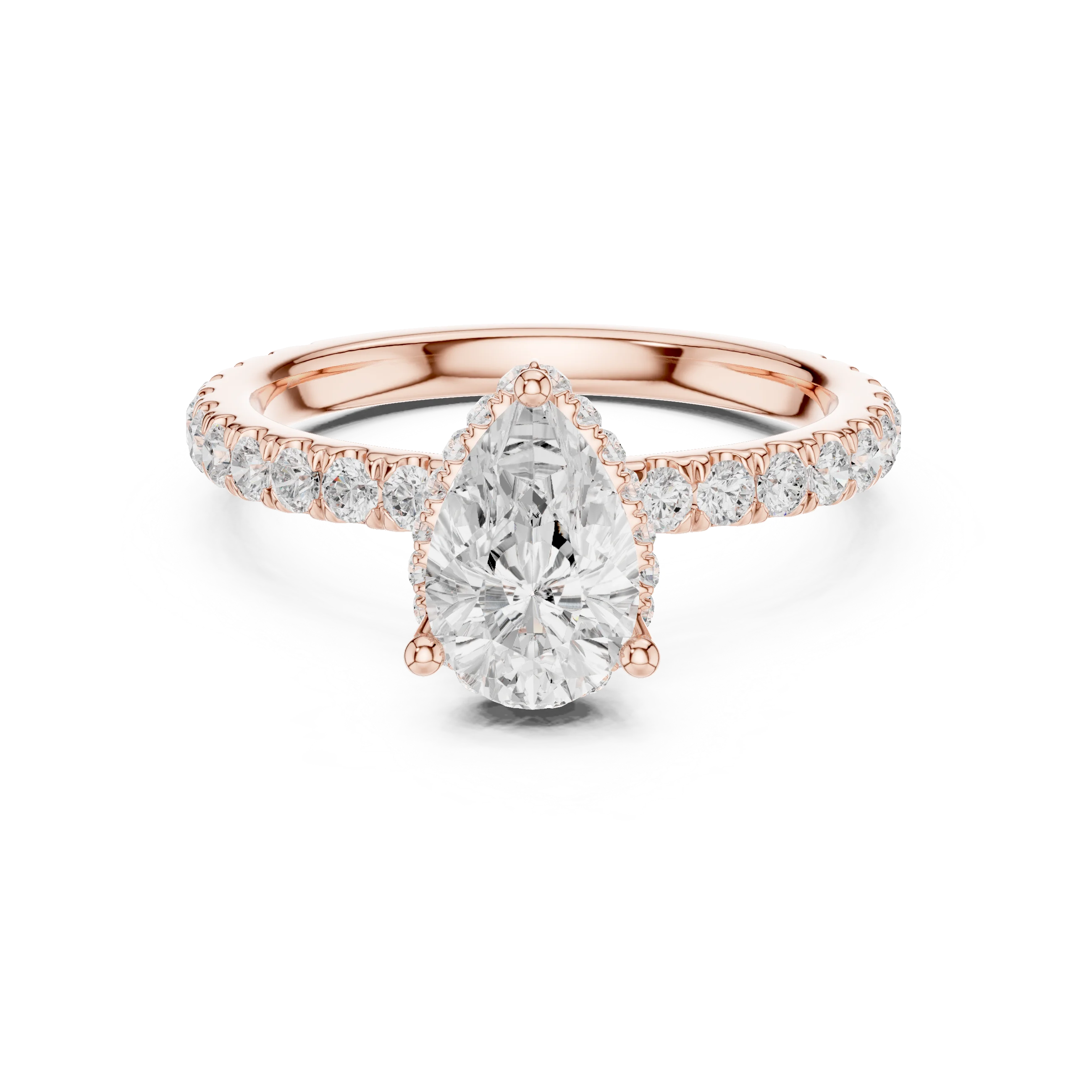 Pear Cut Diamond Double Halo Pave Engagement Ring