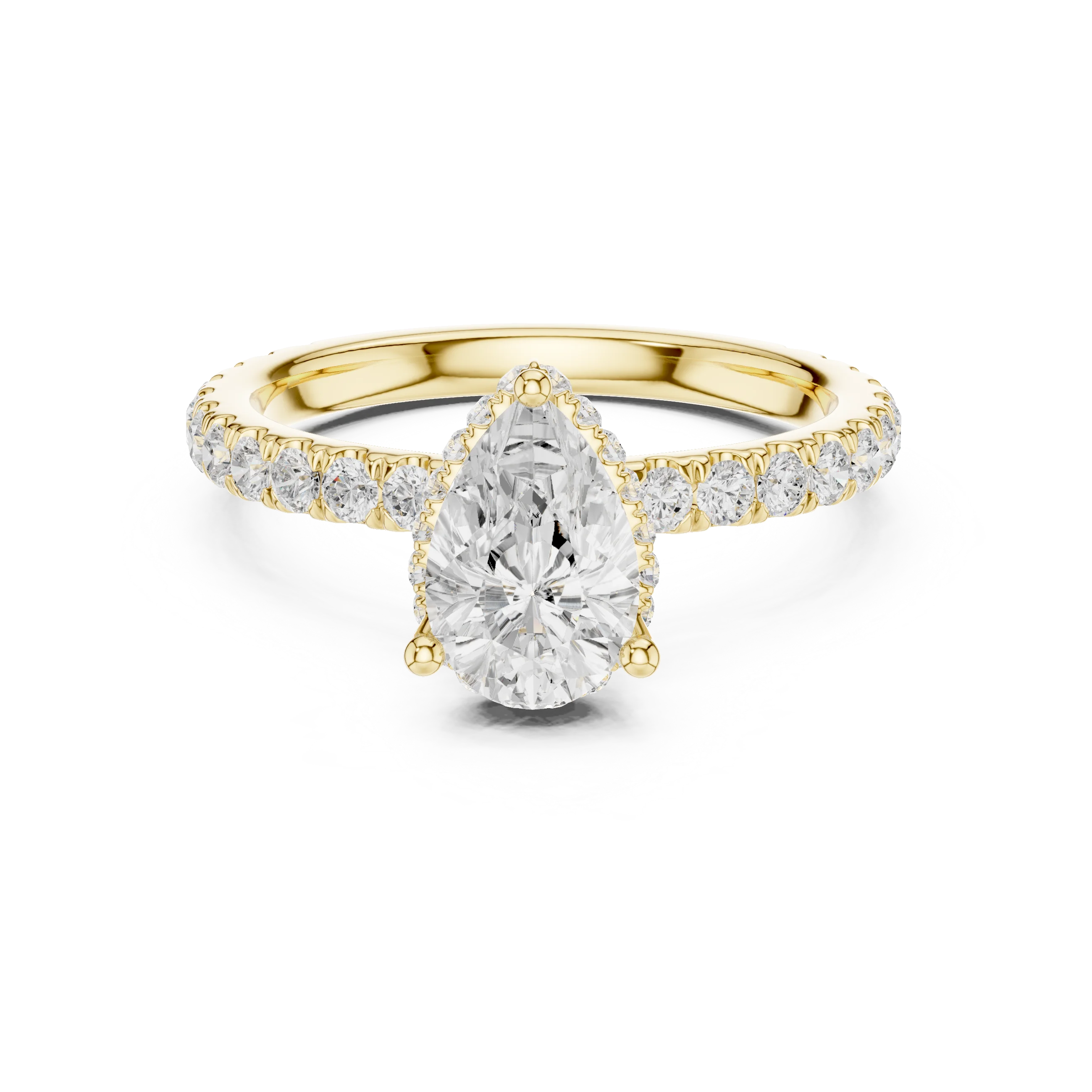 Pear Cut Diamond Double Halo Pave Engagement Ring