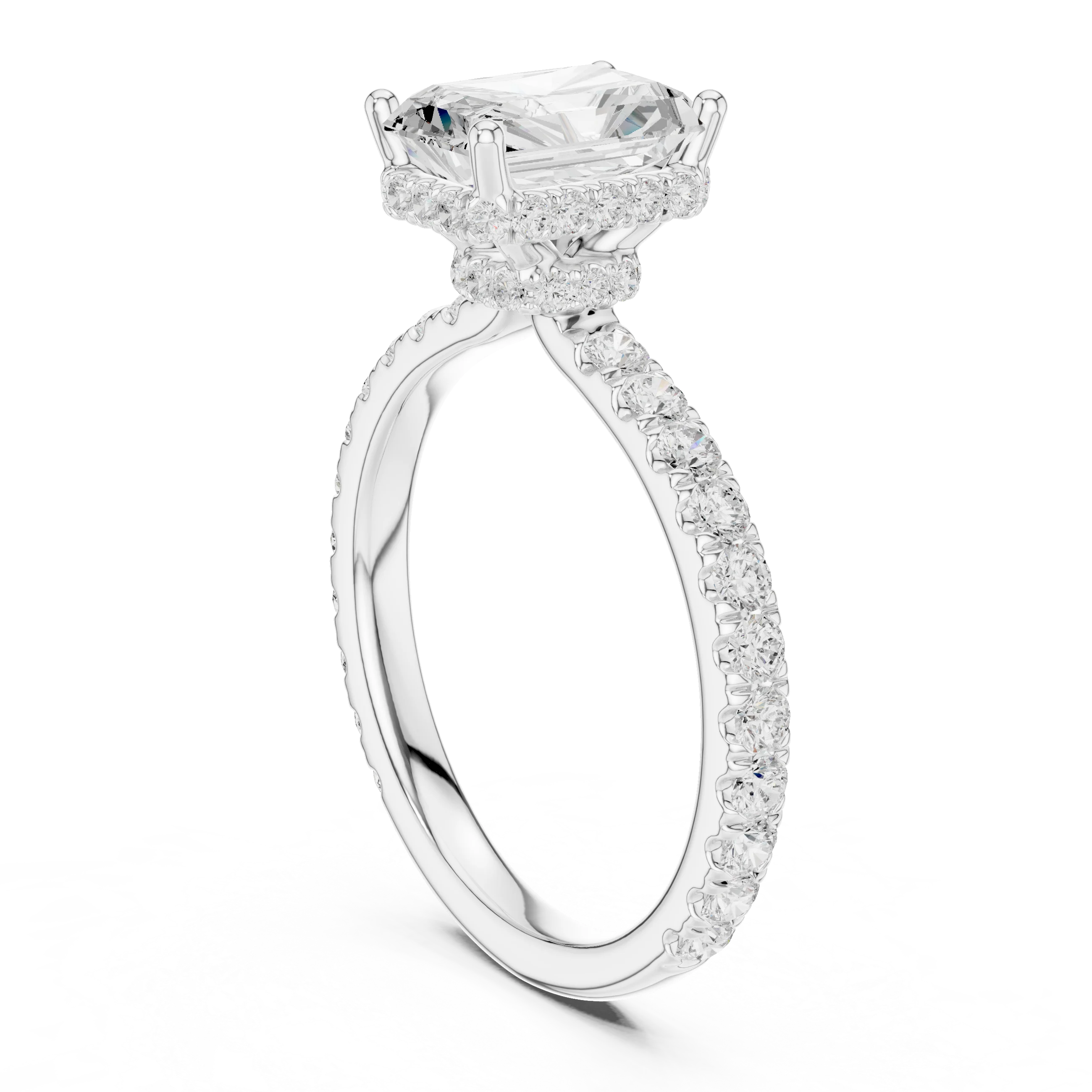 Radiant Cut Diamond Double Halo Pave Engagement Ring