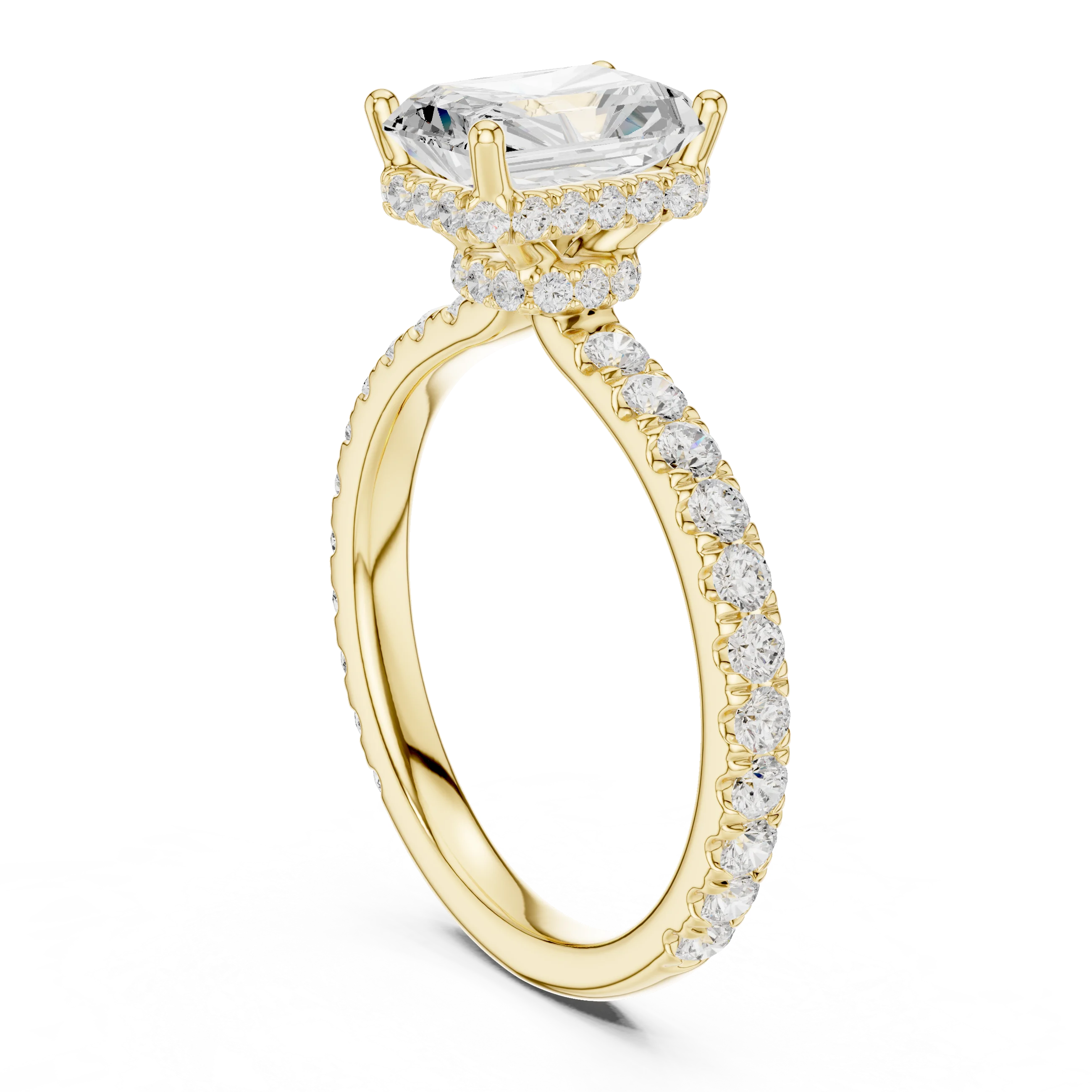 Radiant Cut Diamond Double Halo Pave Engagement Ring